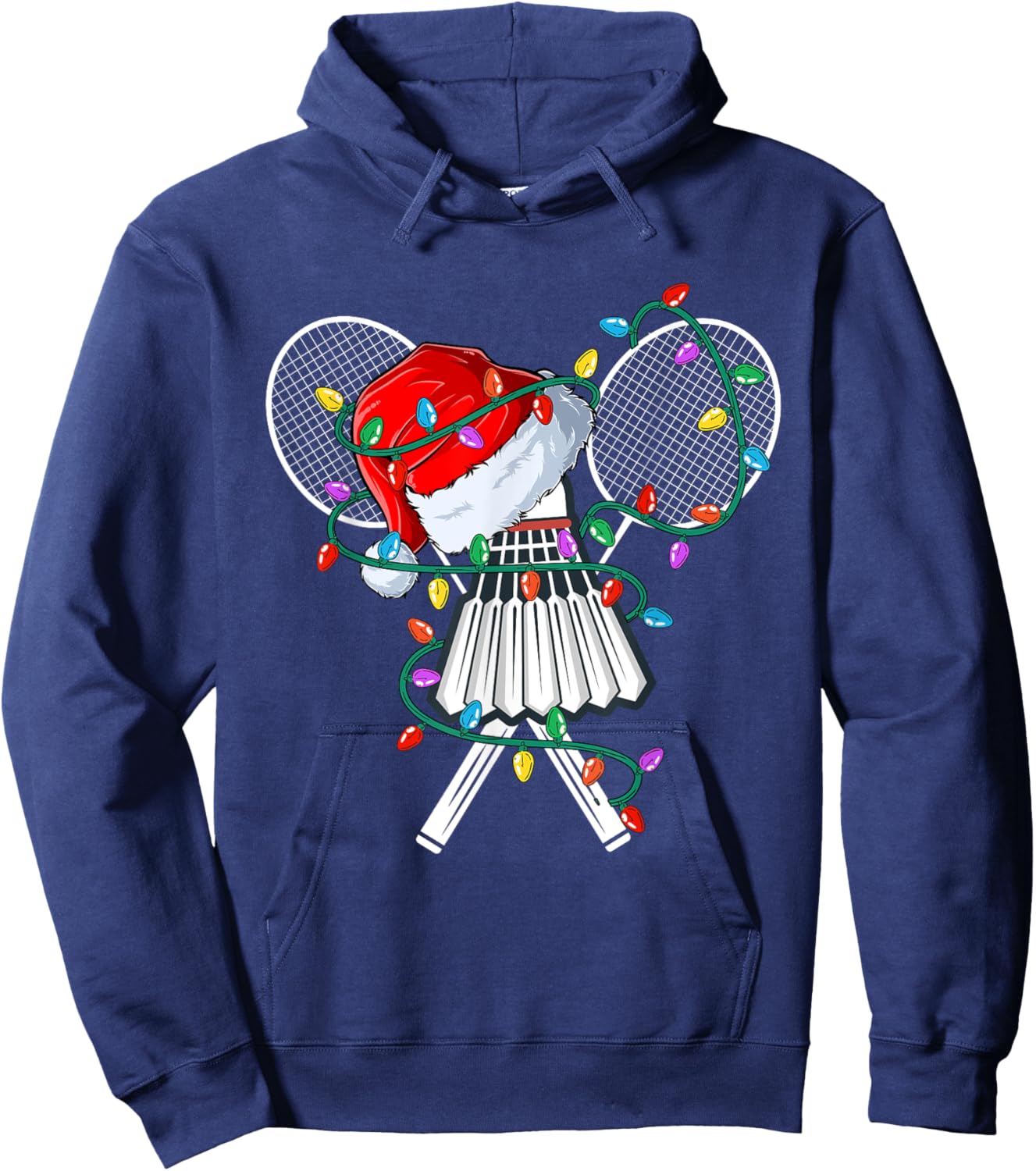 Christmas Badminton Xmas Santa Sports Hat Kids Hoodie - Hoodie | Navy
