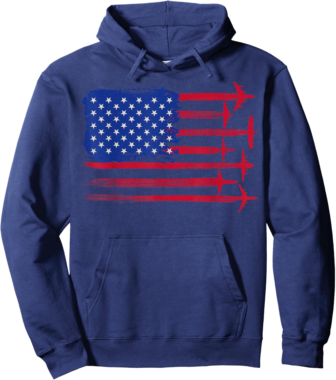 Pilot & Aircraft Mechanic Co. American Flag Airplane Pilot 4th of July Aviation - -Adults, Black, Short Sleeve, Classic Fit, Cotton 60% Polyester 40% Hoodie - Hoodie | Navy