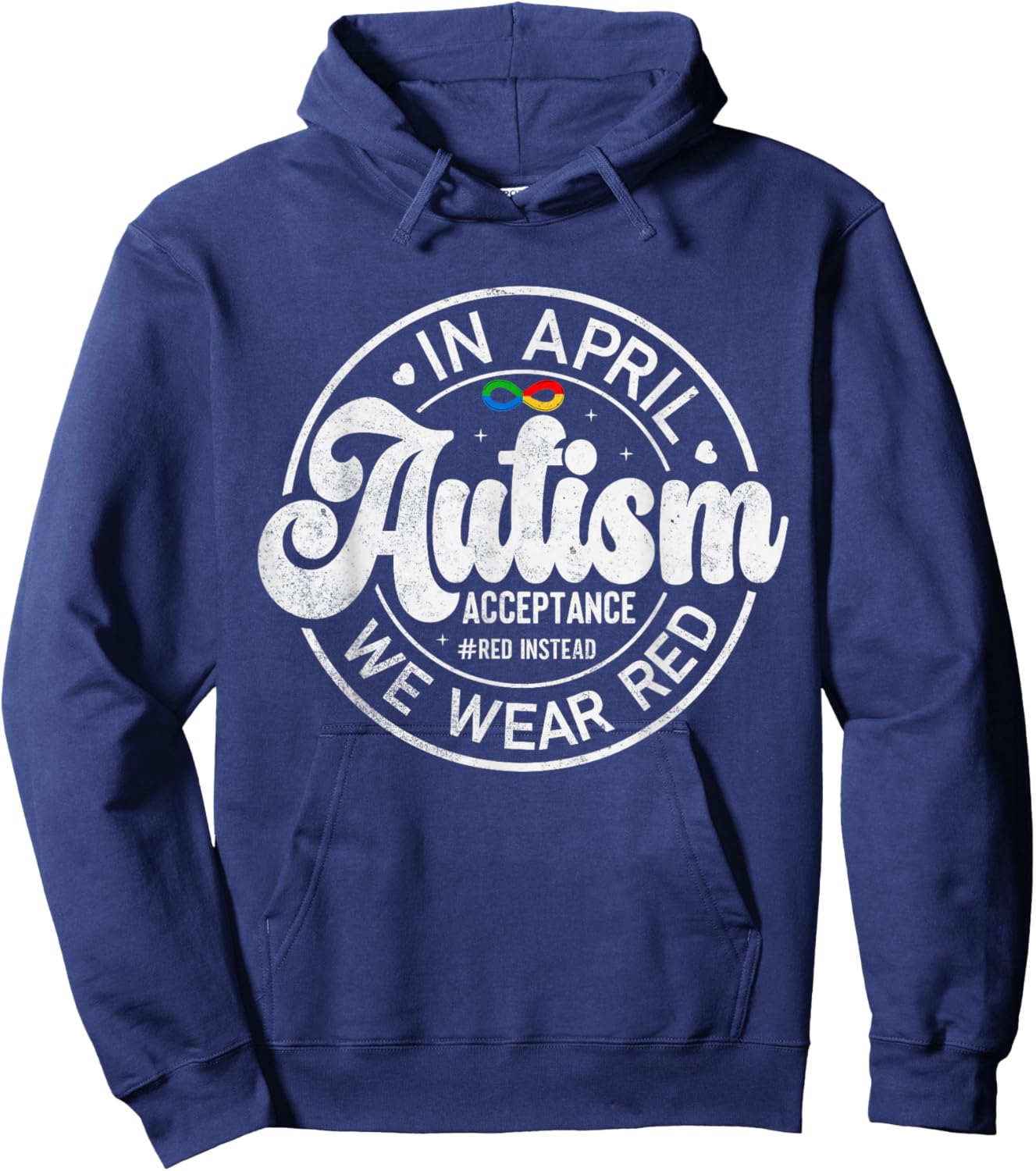 Red Instead Autism Awareness Acceptance Support Hoodie - Hoodie | Navy