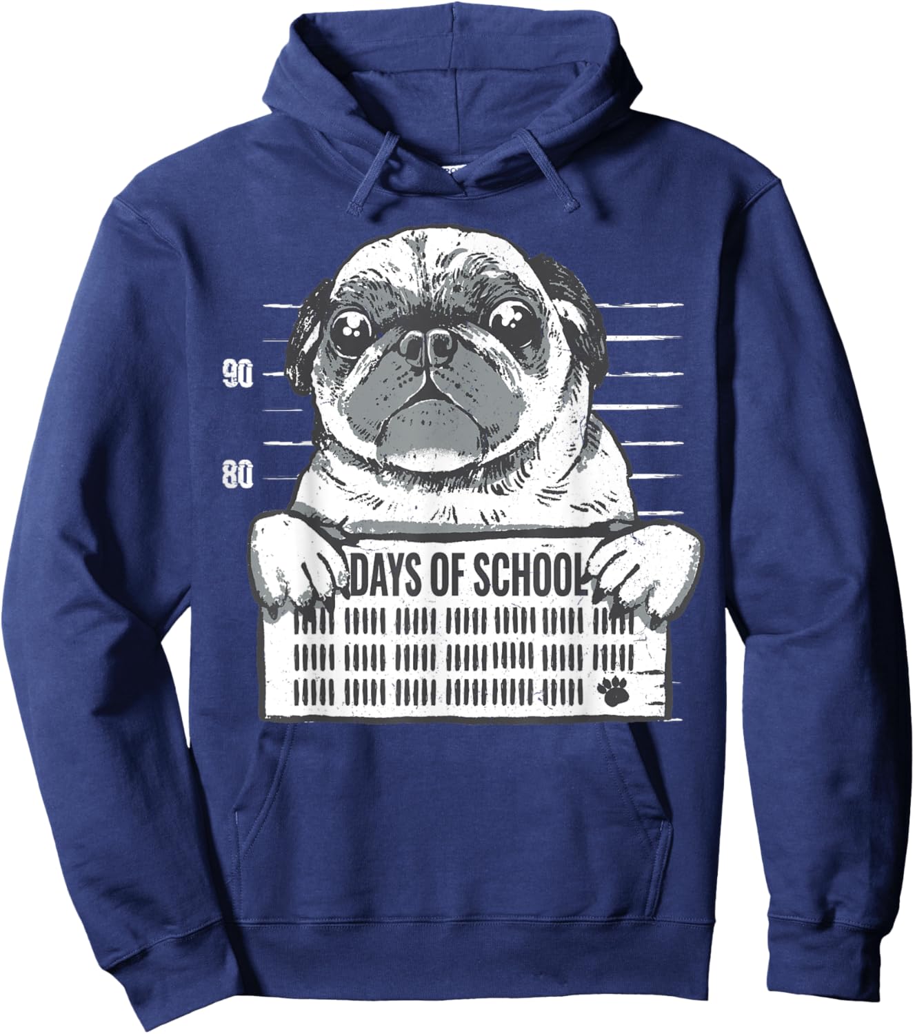 Funny Pug Dog 100th Day of School Hoodie - Hoodie | Navy