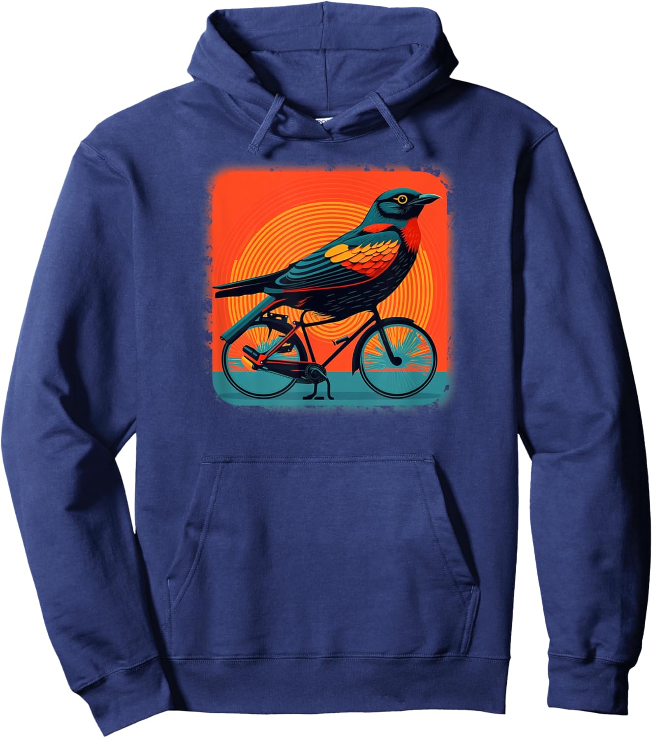 Redwing Blackbird - Redwinged Bird on a Bicycle Hoodie - Hoodie | Navy