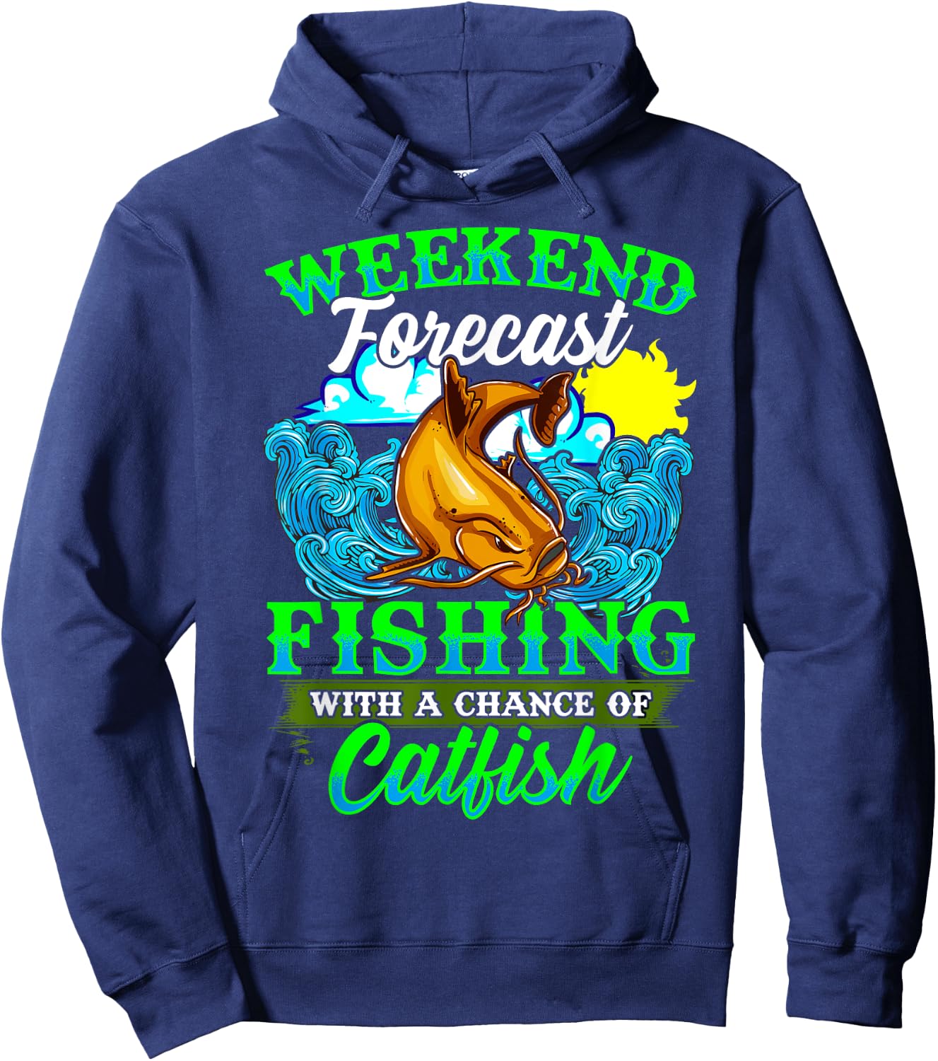 Fishing Catfish Fisherman Dads Birthday Fathers Hoodie - Hoodie | Navy
