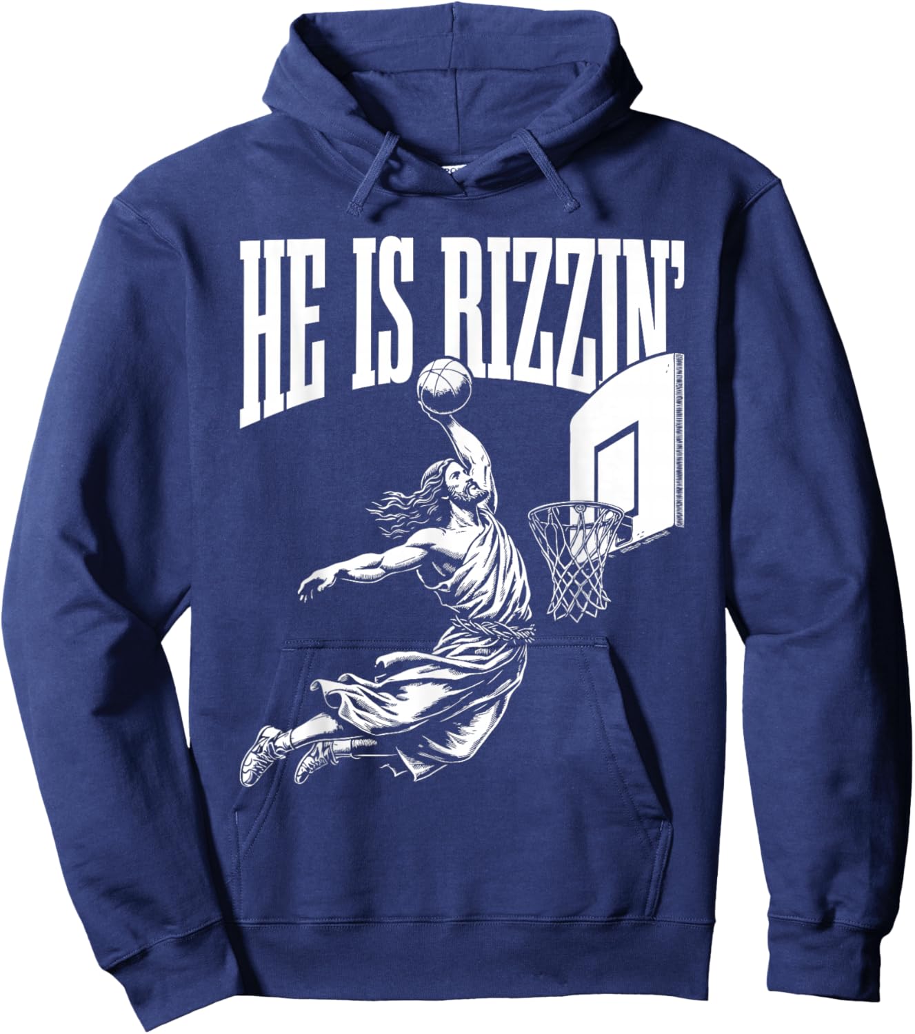 He is Rizzin Funny Easter Rizz Meme Basketball Hoodie - Hoodie | Navy