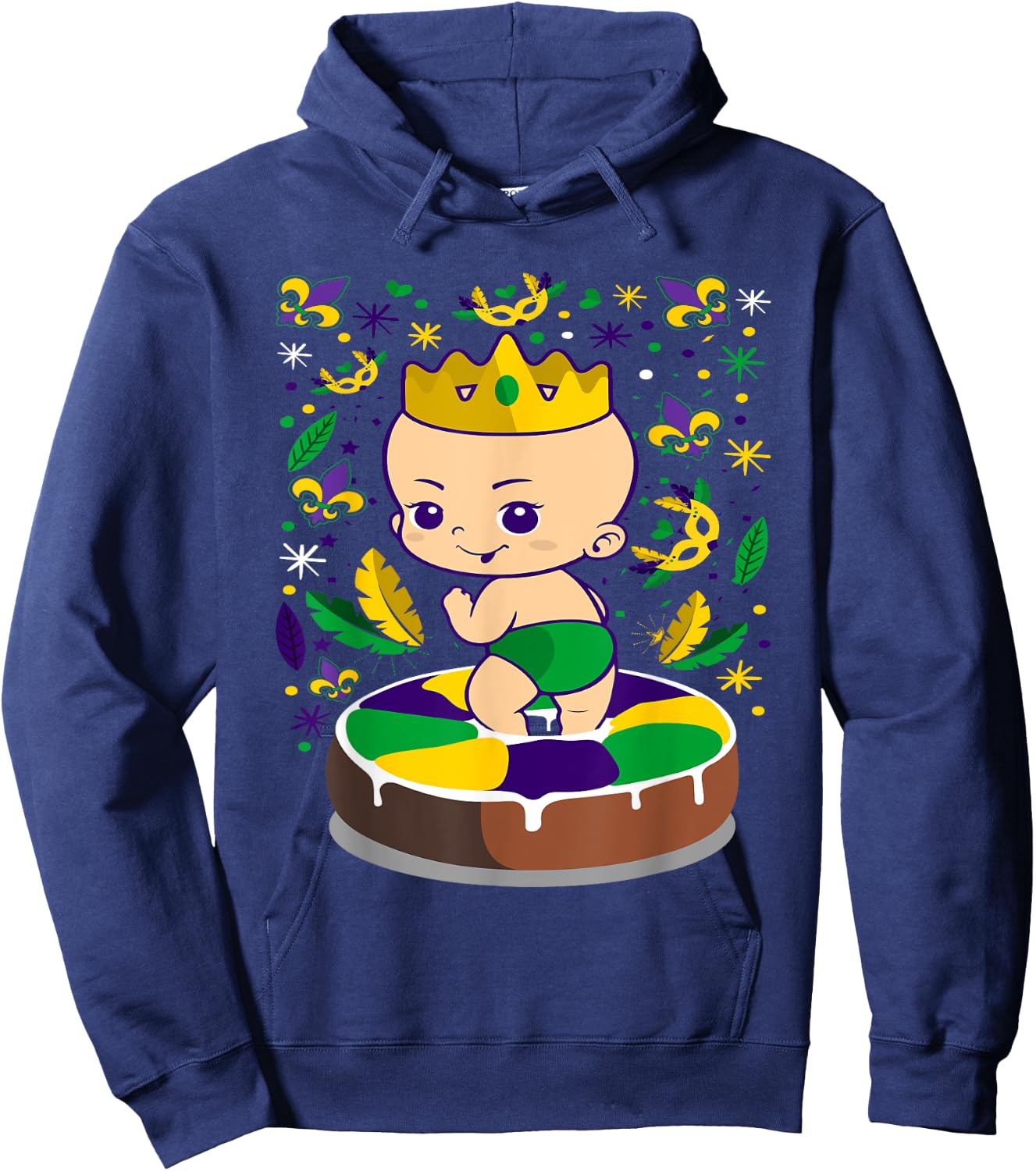 King Cake Mardi Gras Baby Louisiana Gift Hoodie - Hoodie | Navy