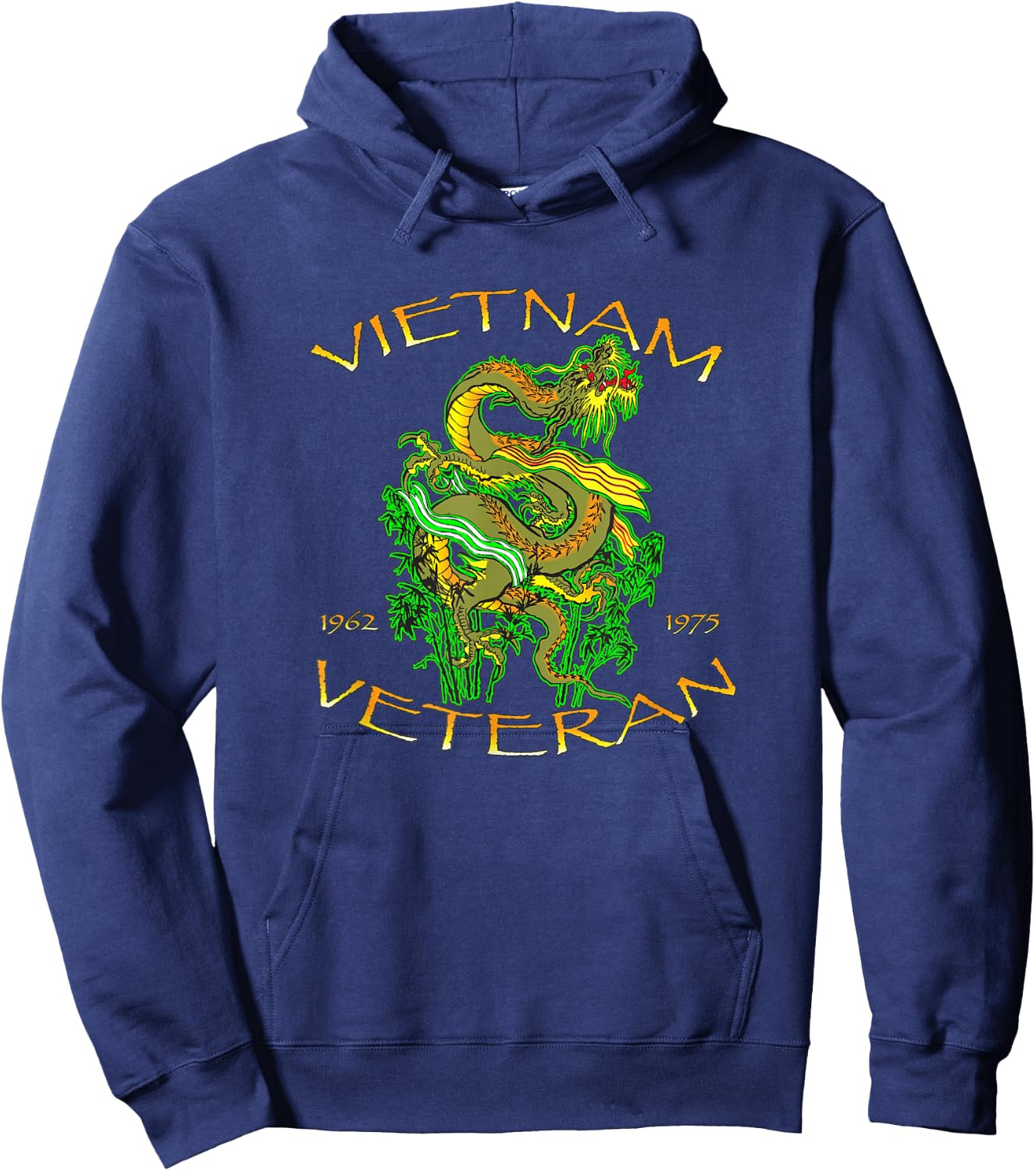 Vietnam Veteran Ribbons and Dragon Hoodie - Hoodie | Navy