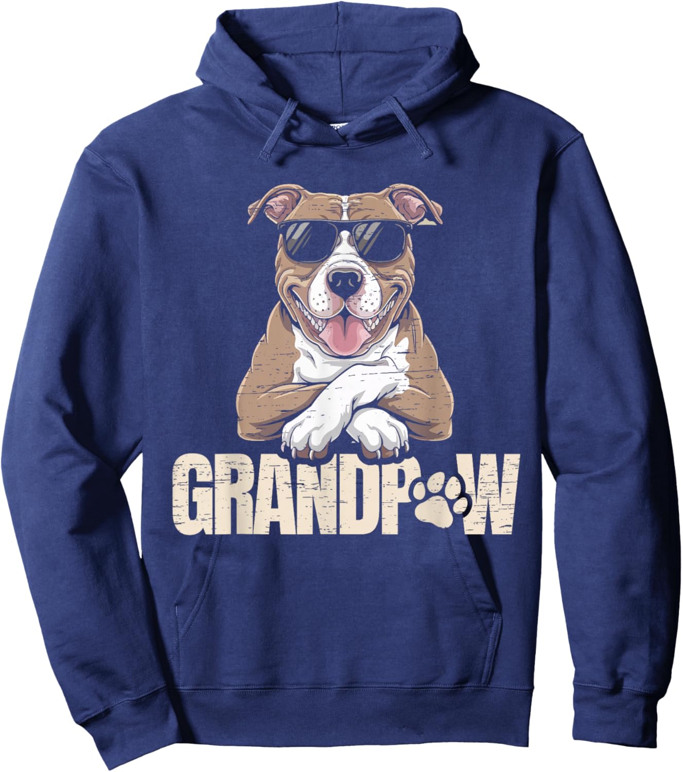 Grandpaw Funny Pitbull Dog Grandpa Style Hoodie - Hoodie | Navy