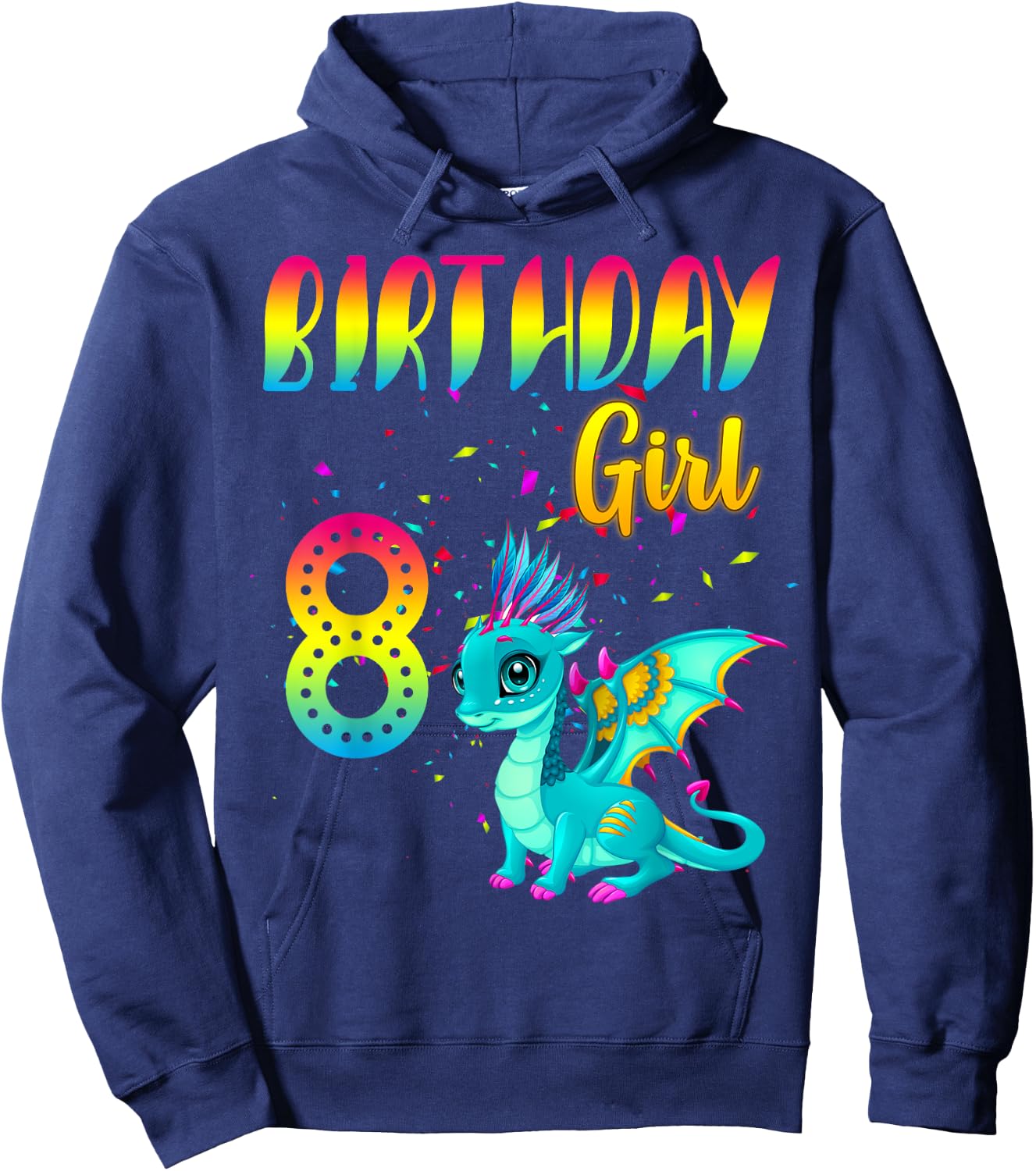 Birthday Girl Dragon 8 Theme Party Outfit Hoodie - Hoodie | Navy
