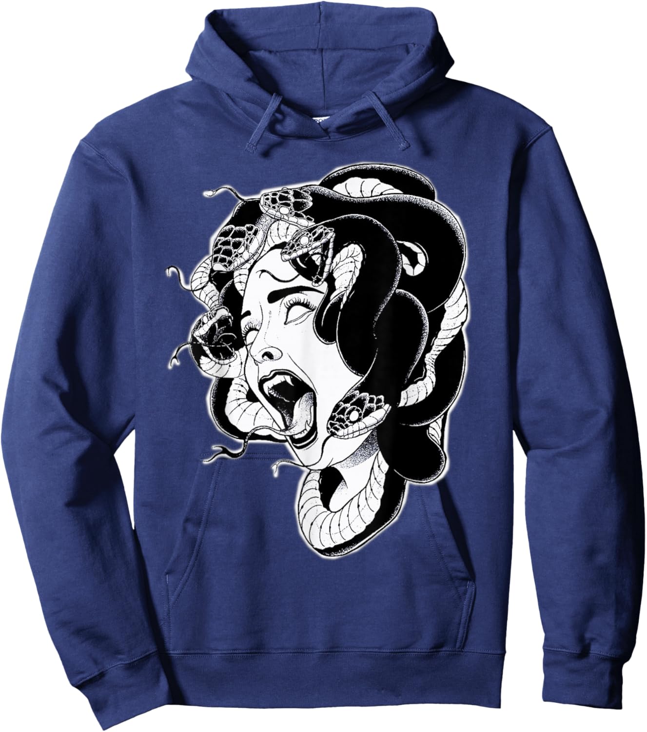 Medusa Blackwork Tattoo Flash Hoodie - Hoodie | Navy