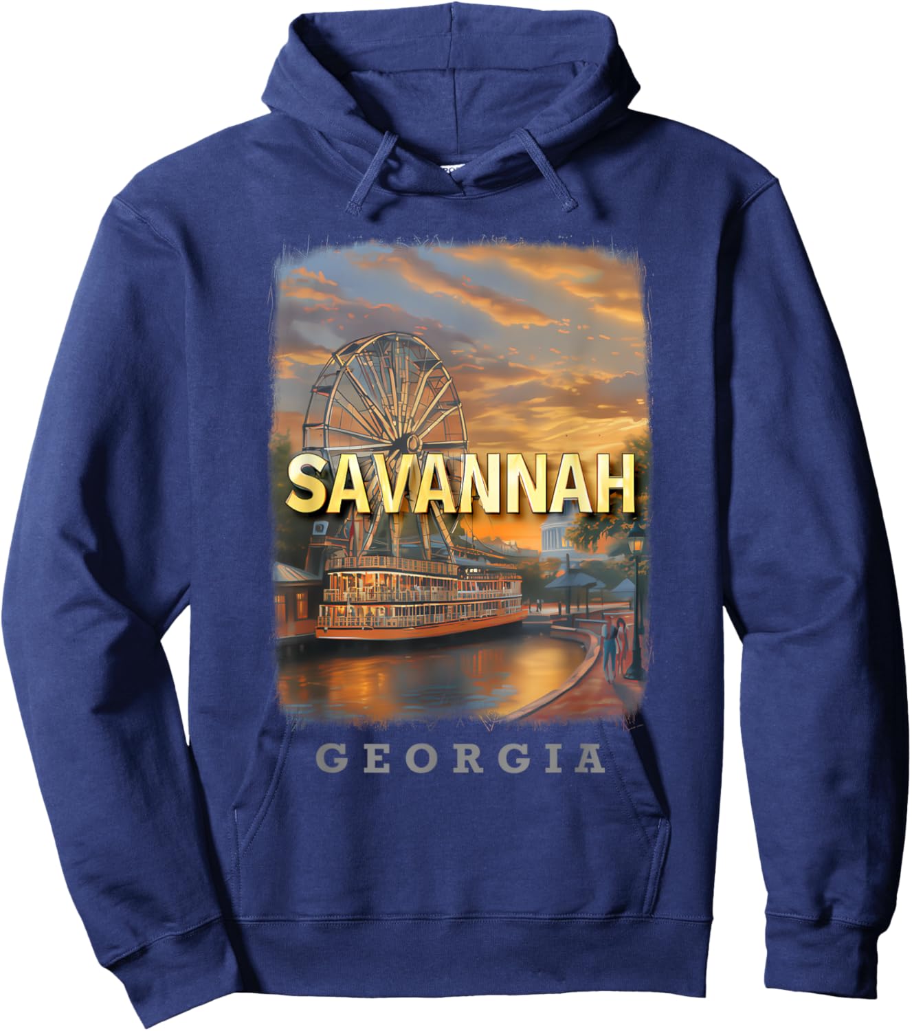 Savannah Georgia GA Riverfront Charm SD110 Hoodie - Hoodie | Navy