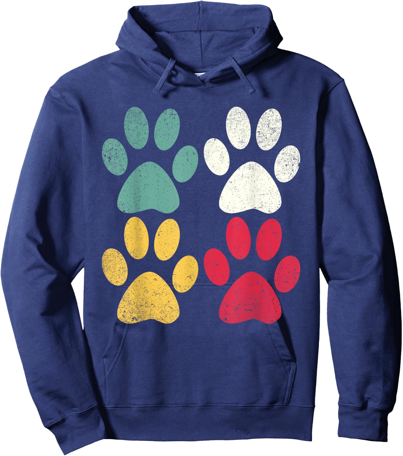Retro - Vintage Dog Cat Paw Lover Fur Mom Dad Hoodie - Hoodie | Navy