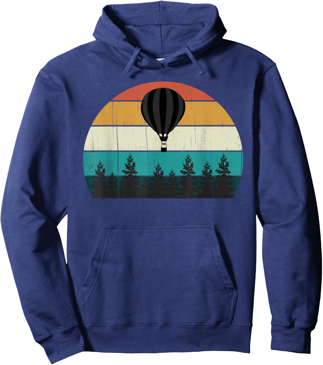 Retro Hot Air Balloon - Cool Sunset Hoodie - Hoodie | Navy