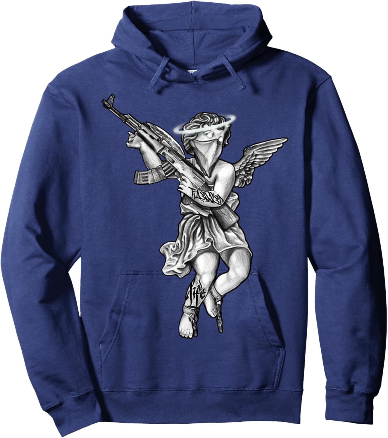 Avenging Angel Sinner Chicano Tattoo Hoodie - Hoodie | Navy