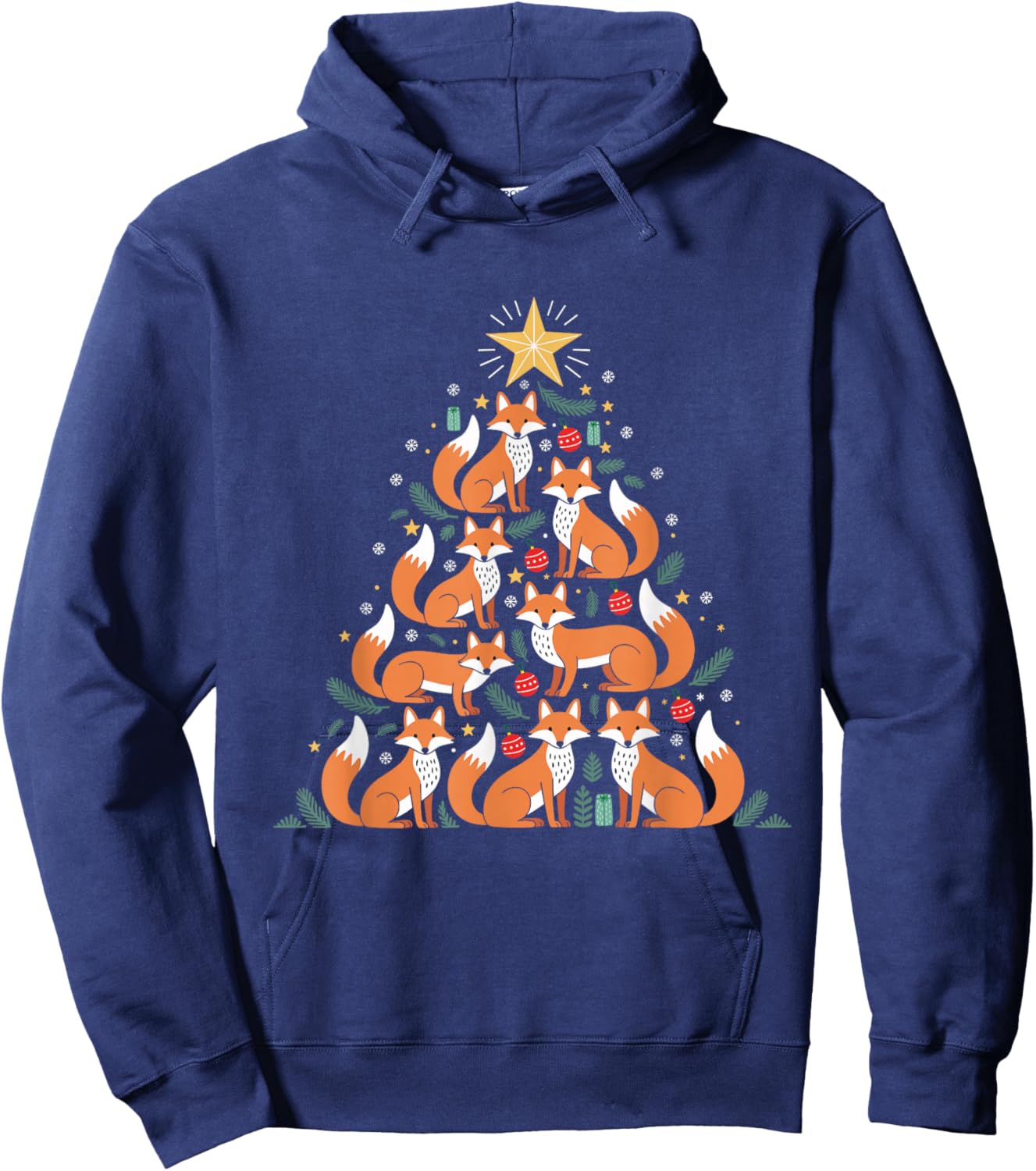 Fox Christmas Tree Fox Lover Christmas Hoodie - Hoodie | Navy