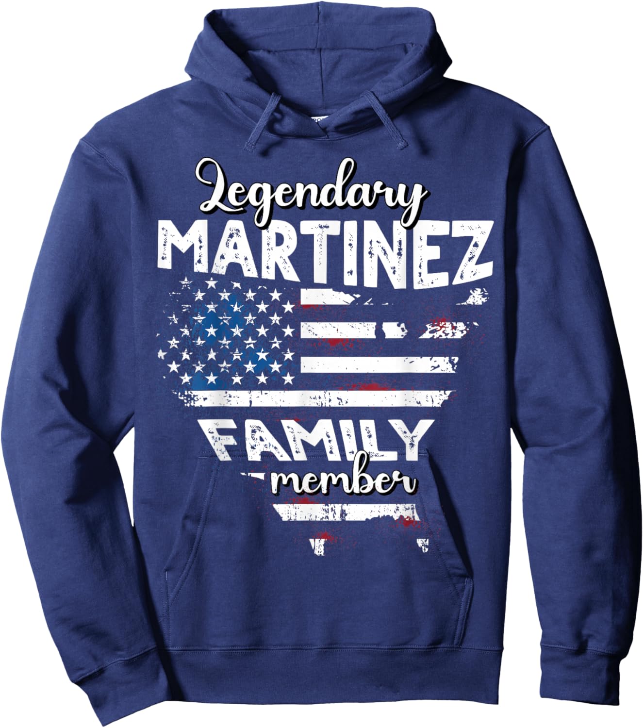 Name Martinez US Flag Martinez Surname Martinez Hoodie - Hoodie | Navy