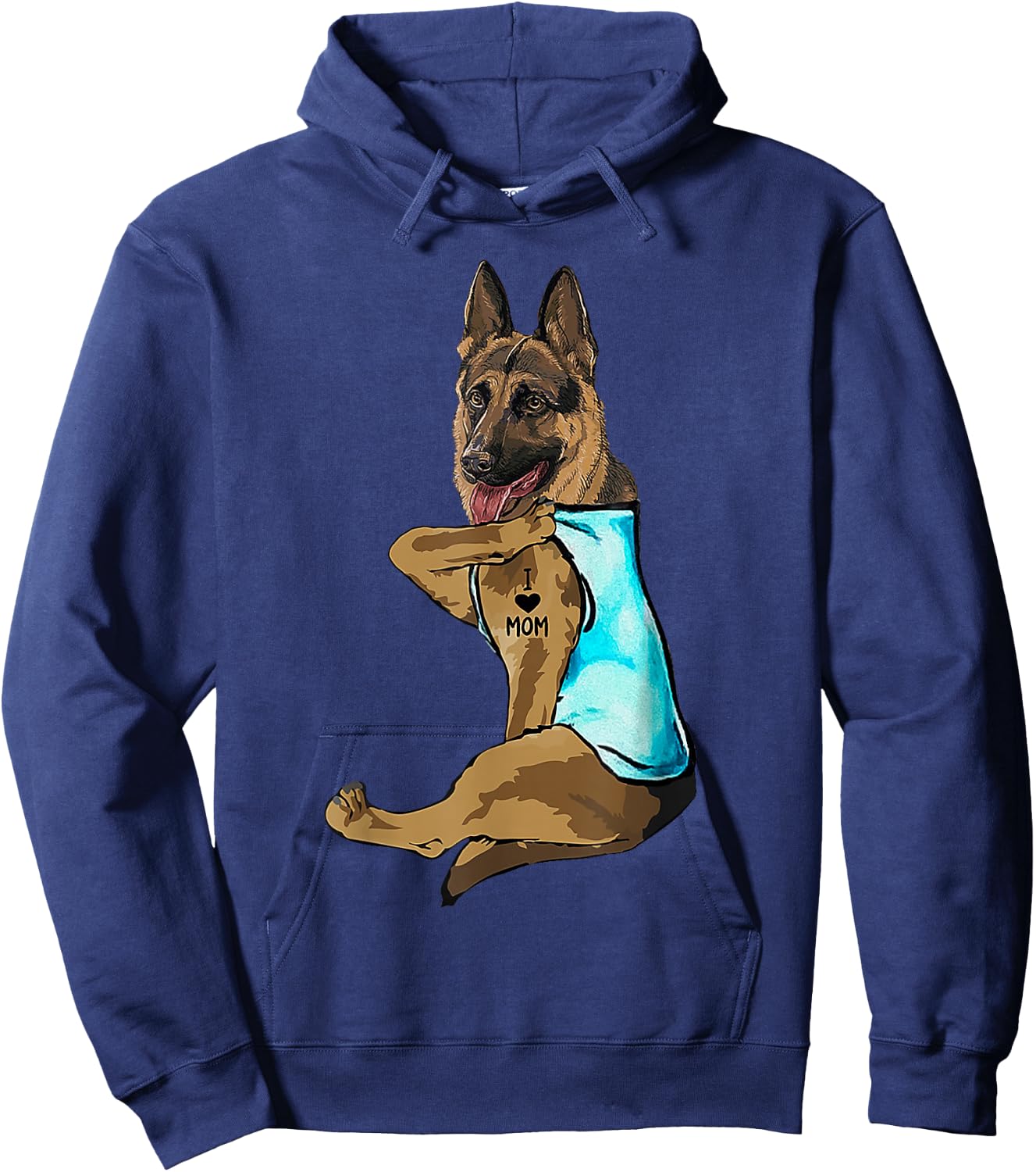 German Shepherd I Love Mom Tattoo Hoodie - Hoodie | Navy