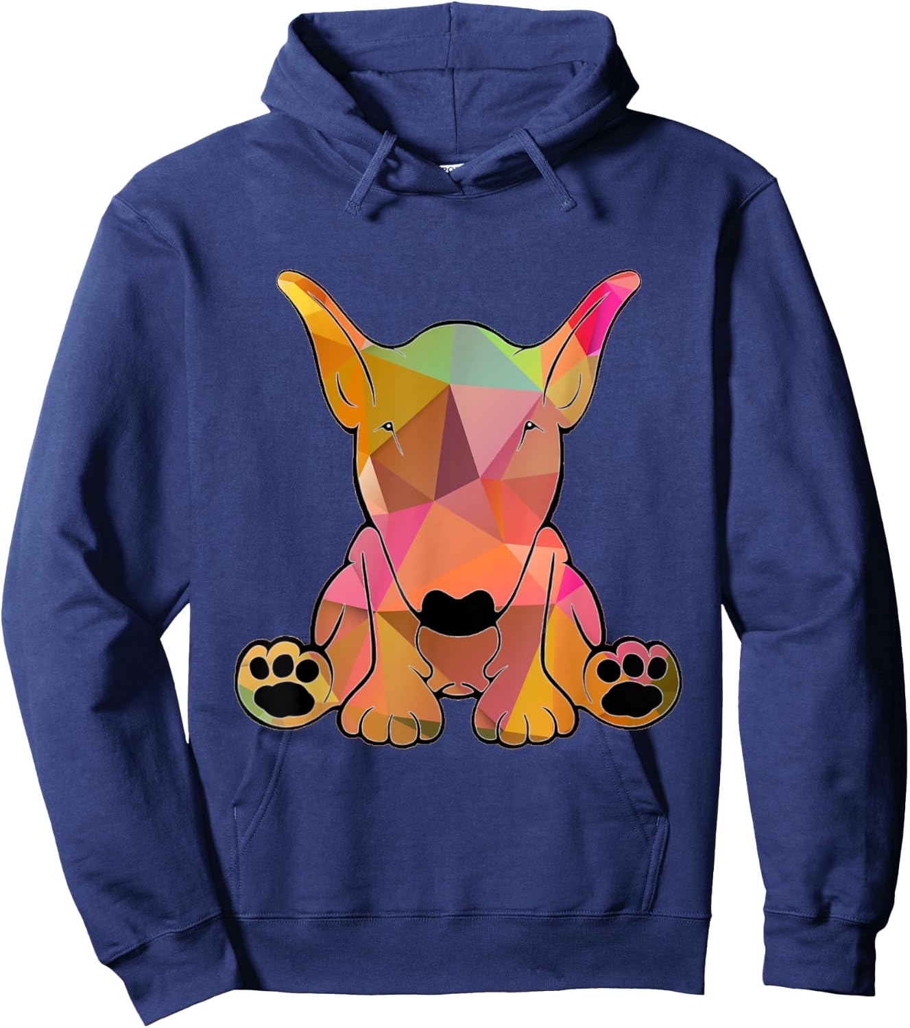 English Bull Terrier Dog with Geometric Pattern Hoodie - Hoodie | Navy