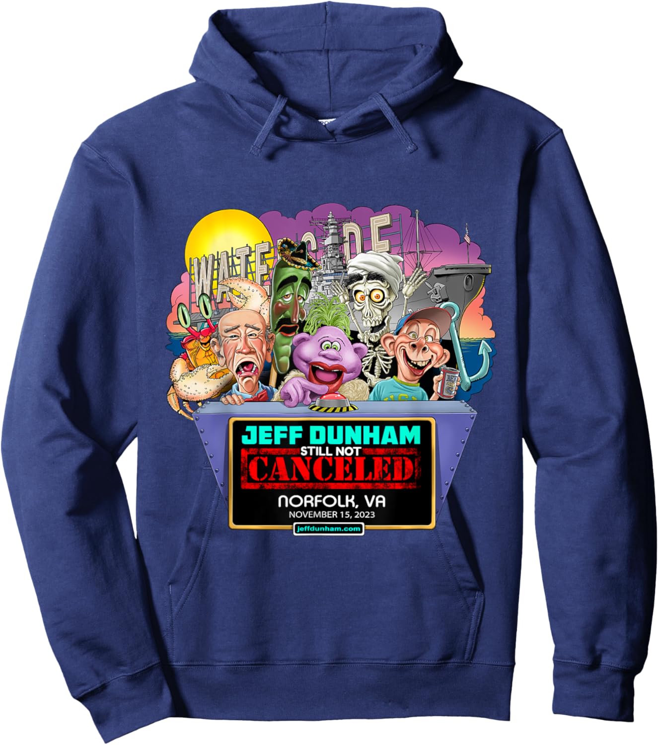 Jeff Dunham Norfolk, VA (2023) Hoodie - Hoodie | Navy