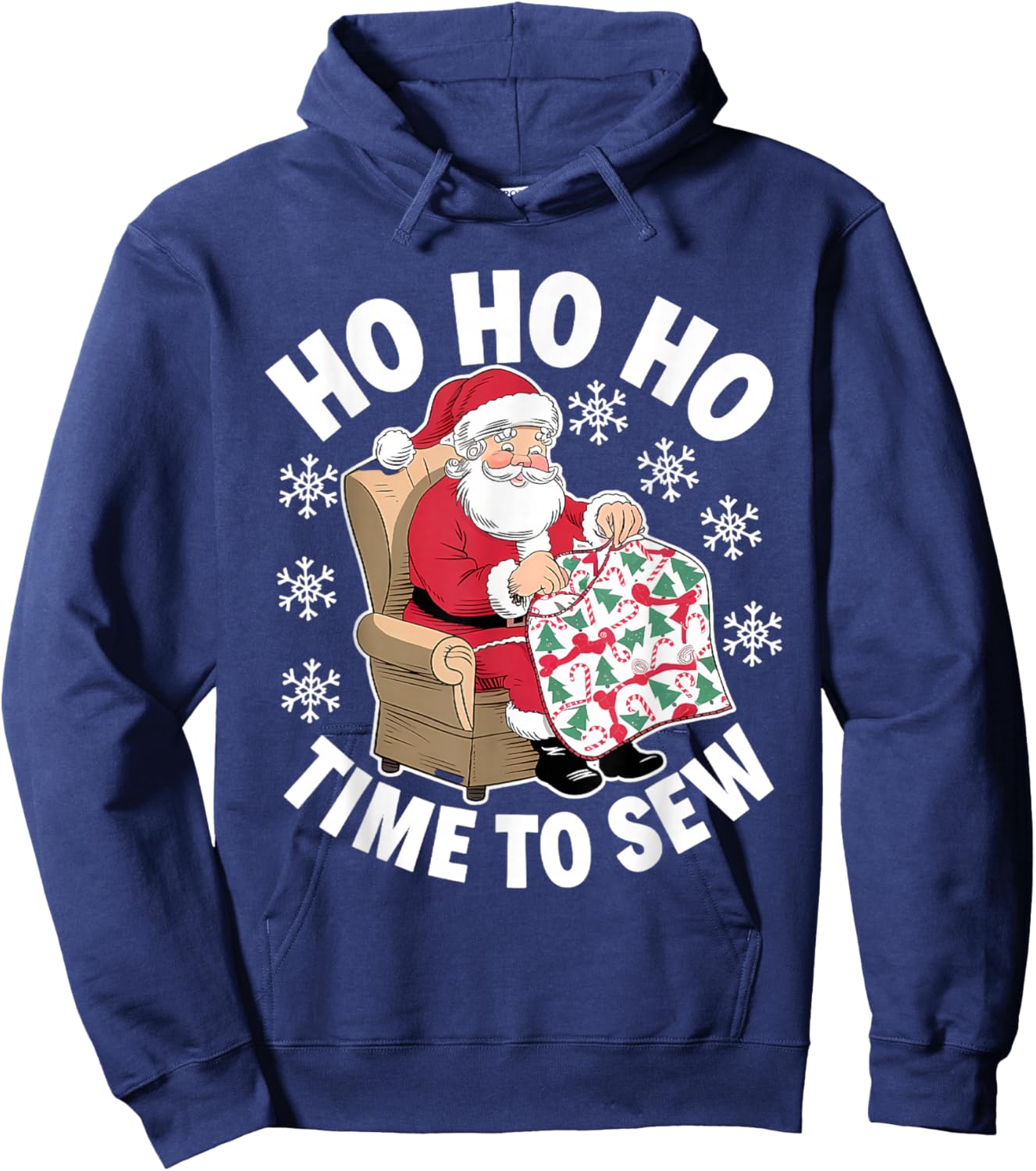 Quilting Christmas Sewing Santa Xmas Holiday Hoodie - Hoodie | Navy