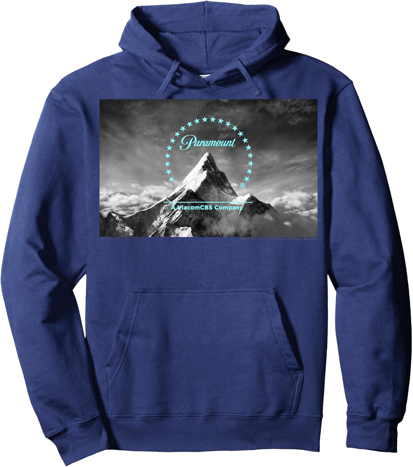 Paramount Neon Blue Logo Scenery Hoodie - Hoodie | Navy