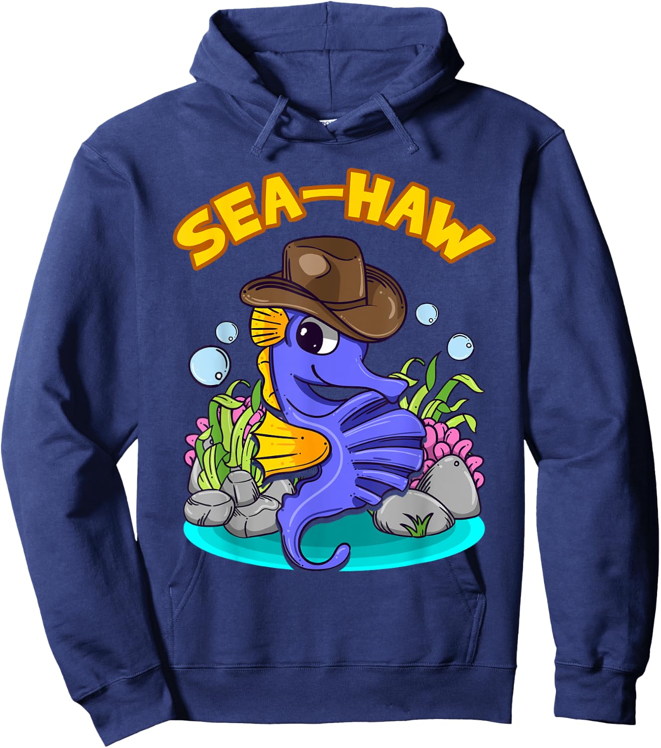 Sea Haw Seahorse Cowboy Western Fish Hoodie - Hoodie | Navy