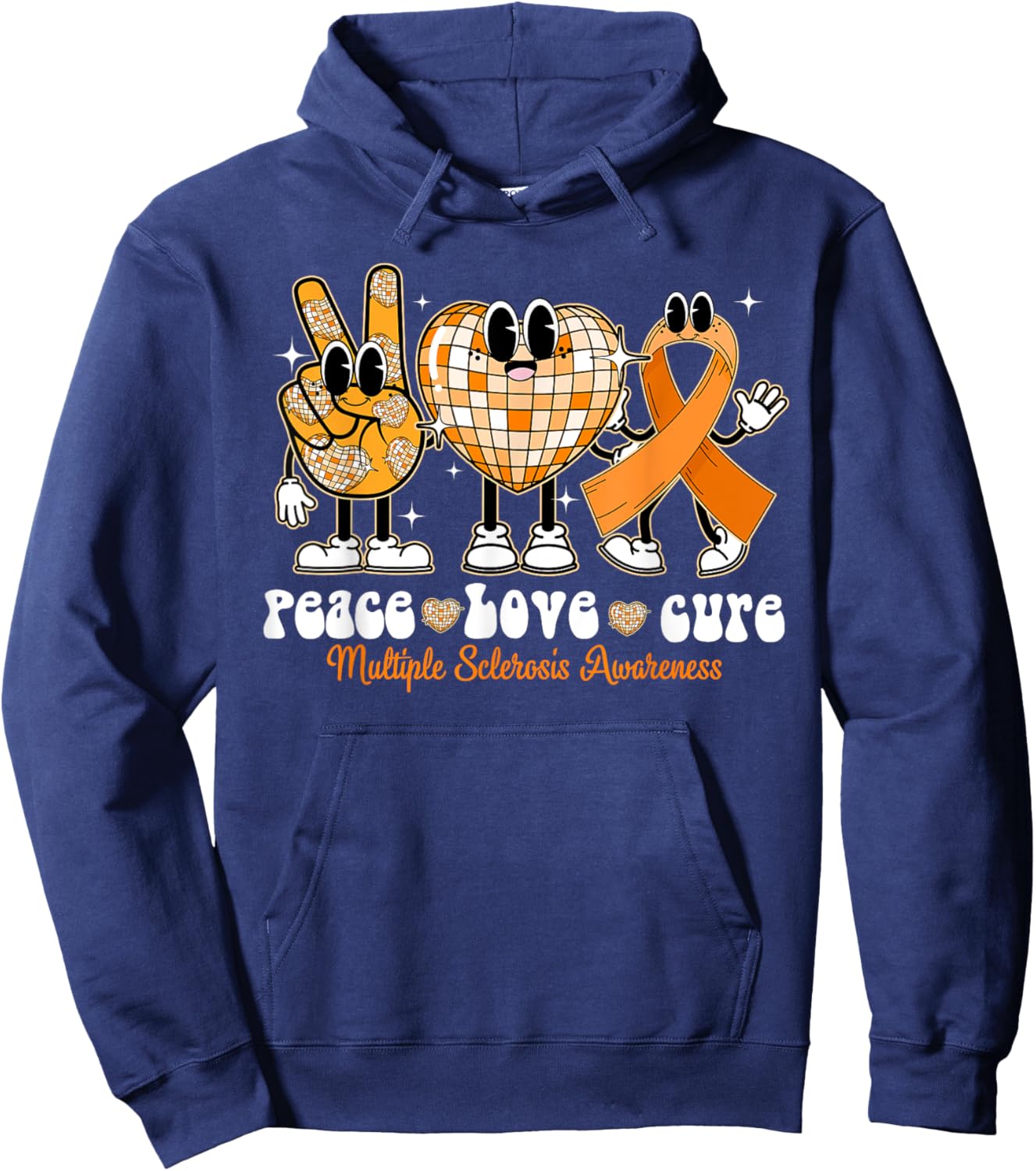 Peace Love Cure Multiple Sclerosis Awareness MS Hoodie - Hoodie | Navy