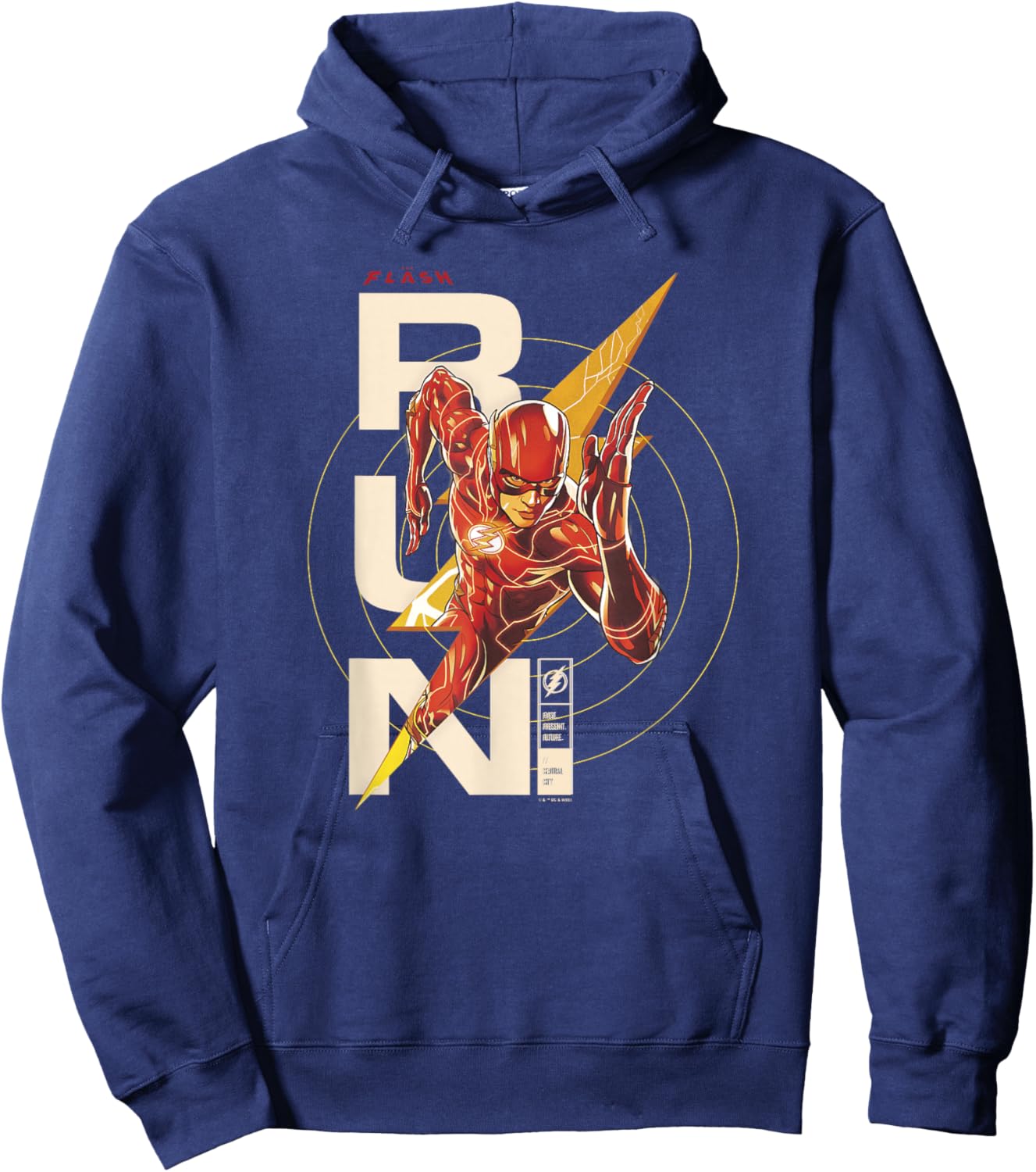 The Flash RUN Lightning Emblem Portrait Hoodie - Hoodie | Navy