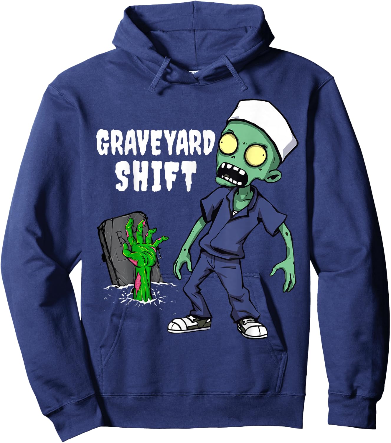 Graveyard Shift Funny Zombie Night Shift Hoodie - Hoodie | Navy