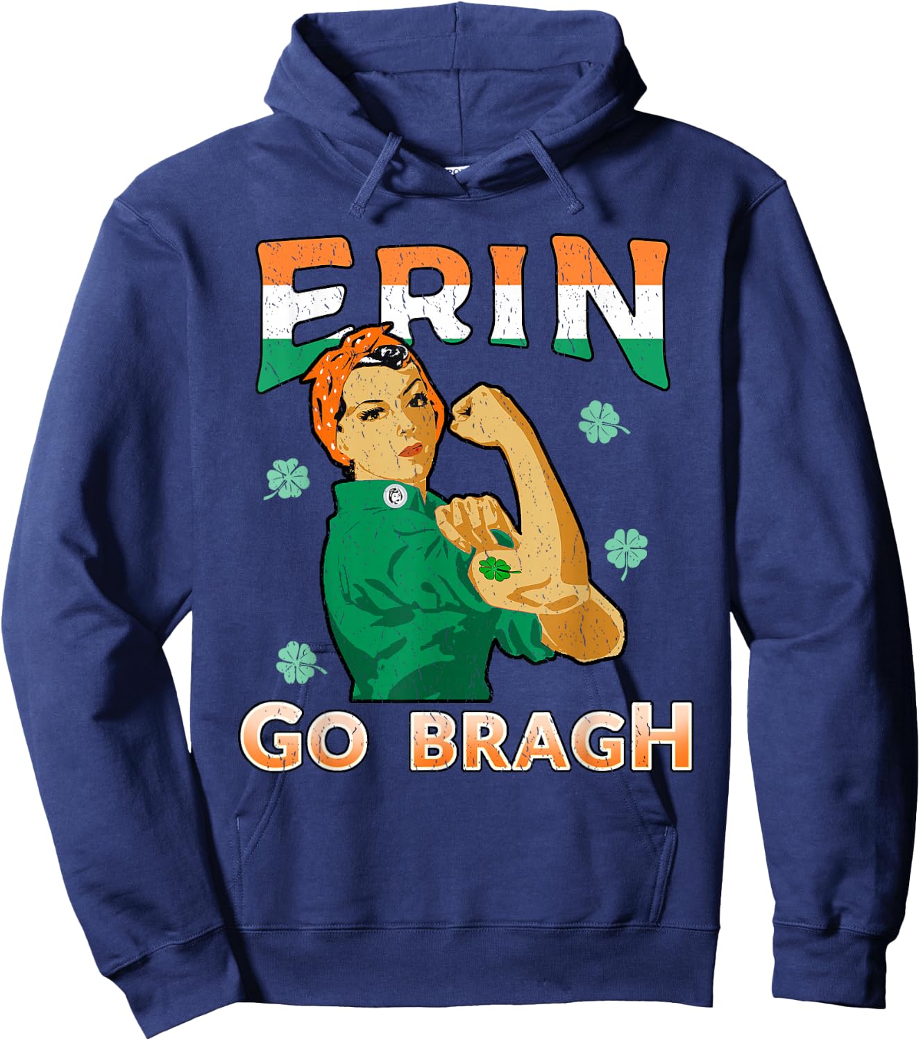 Irish Pride Shirt Rosie Riveter Erin Go Bragh Hoodie - Hoodie | Navy