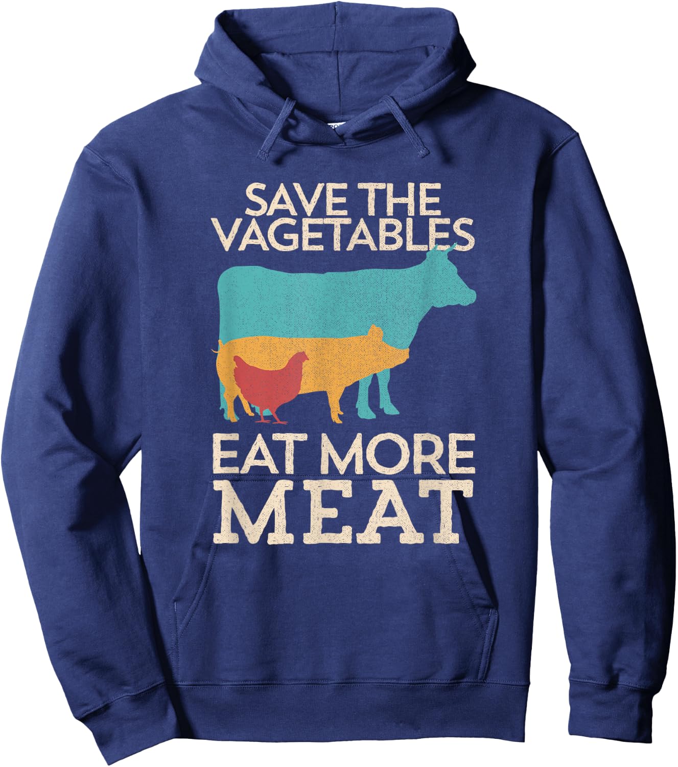 Save The Vegetables Eat More Meat BBQ Grilling Hoodie - Hoodie | Navy