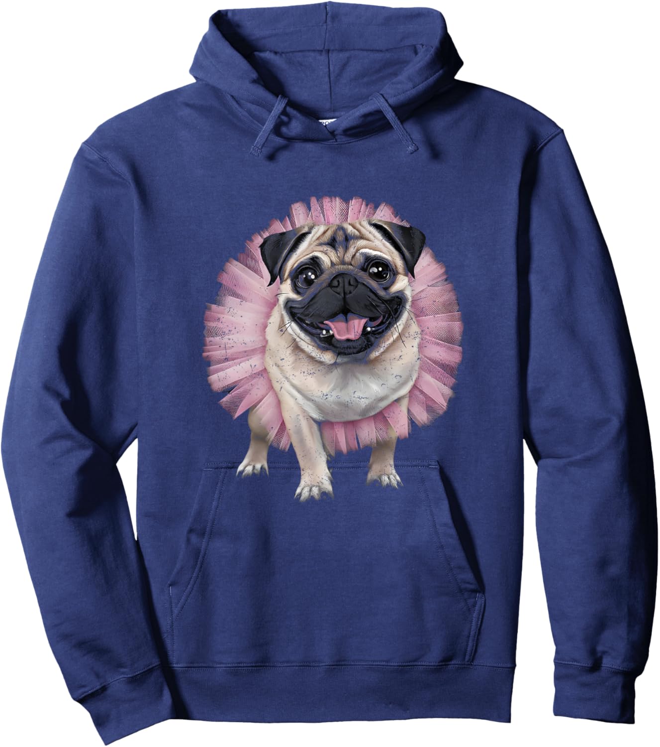 Pug Tutu Ballerina Ballet Pug Lover Distressed Hoodie - Hoodie | Navy