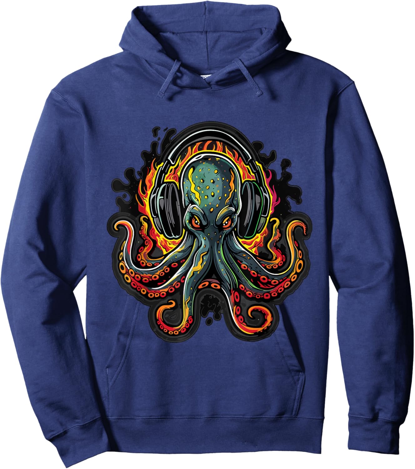 Fire Octopus DJ EDM Summer Rave Hoodie - Hoodie | Navy