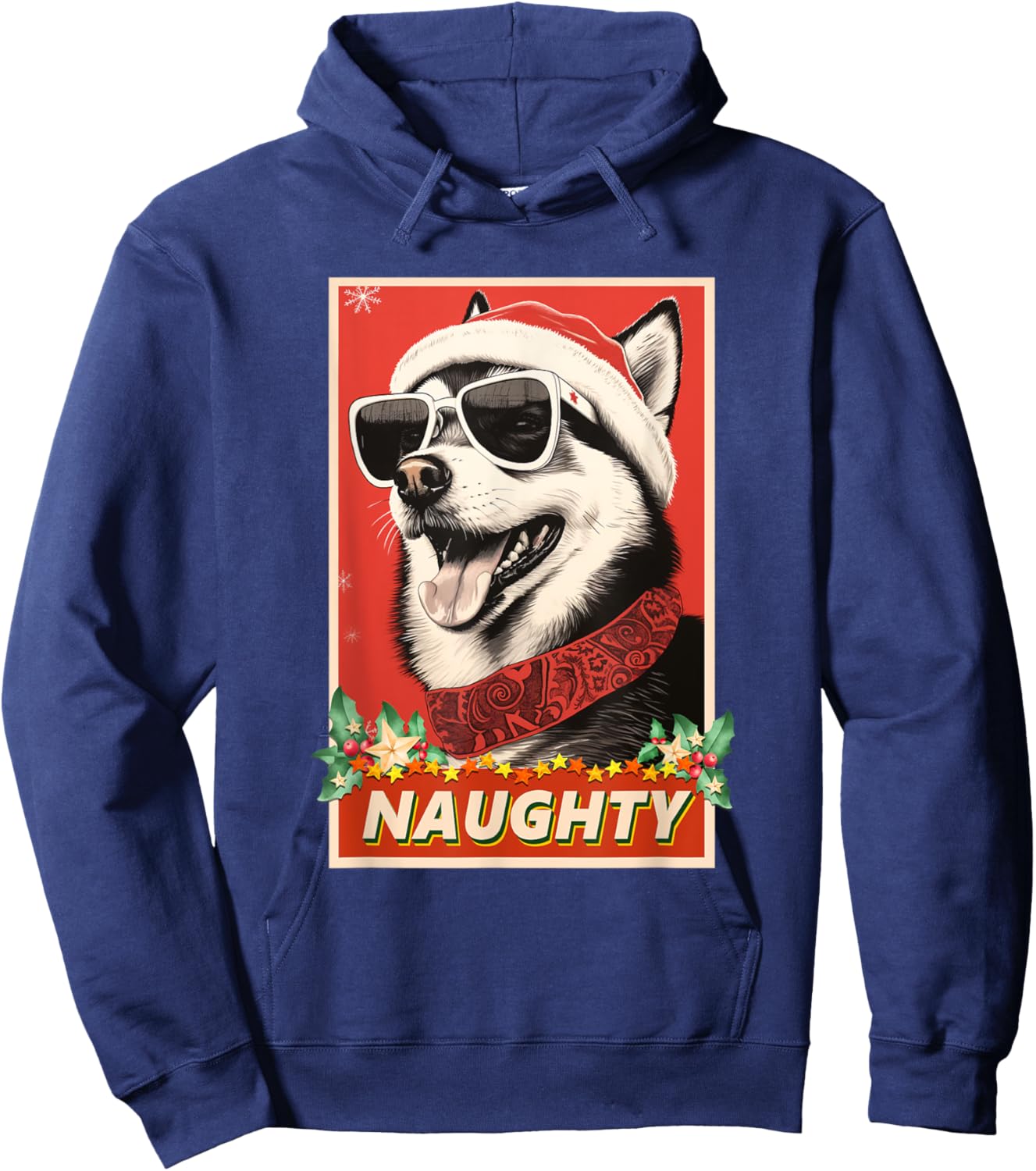 Funny Alaskan Klee Kai Christmas Naughty Hoodie - Hoodie | Navy