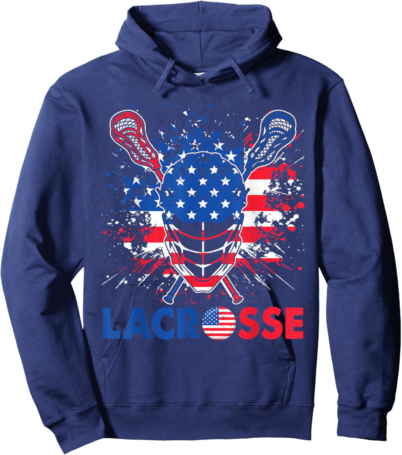 Lacrosse USA Flag Lax Helmet Sticks 4th Of July Hoodie - Hoodie | Navy