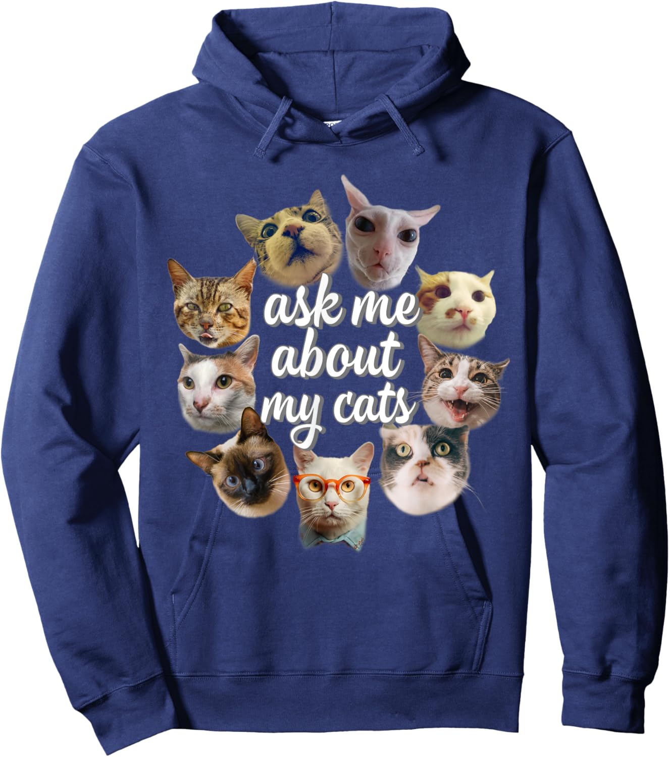 Ask Me About My Cats Funny Cat Lovers Women Hoodie - Hoodie | Navy