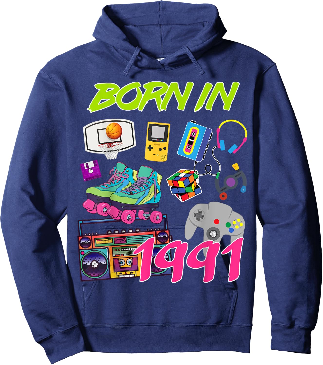 Retro Born In 1991 29th Birthday Hoodie - Hoodie | Navy