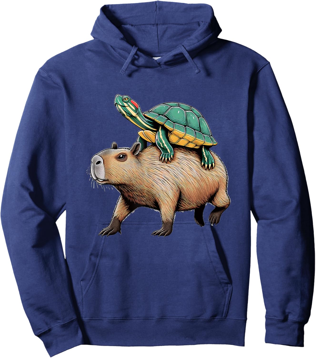 Turtle Riding Capybara Hoodie - Hoodie | Navy