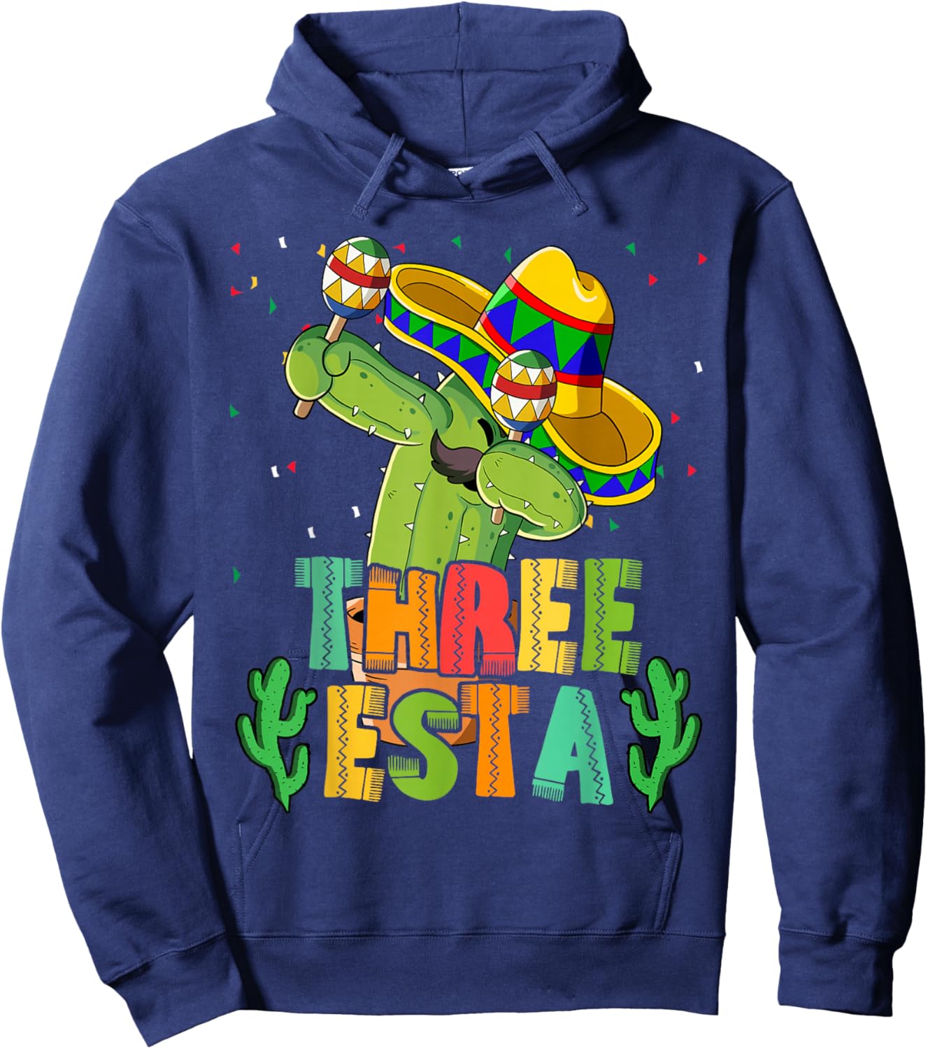 Mexican Themed Party 3rd Birthday Three Esta Hoodie - Hoodie | Navy