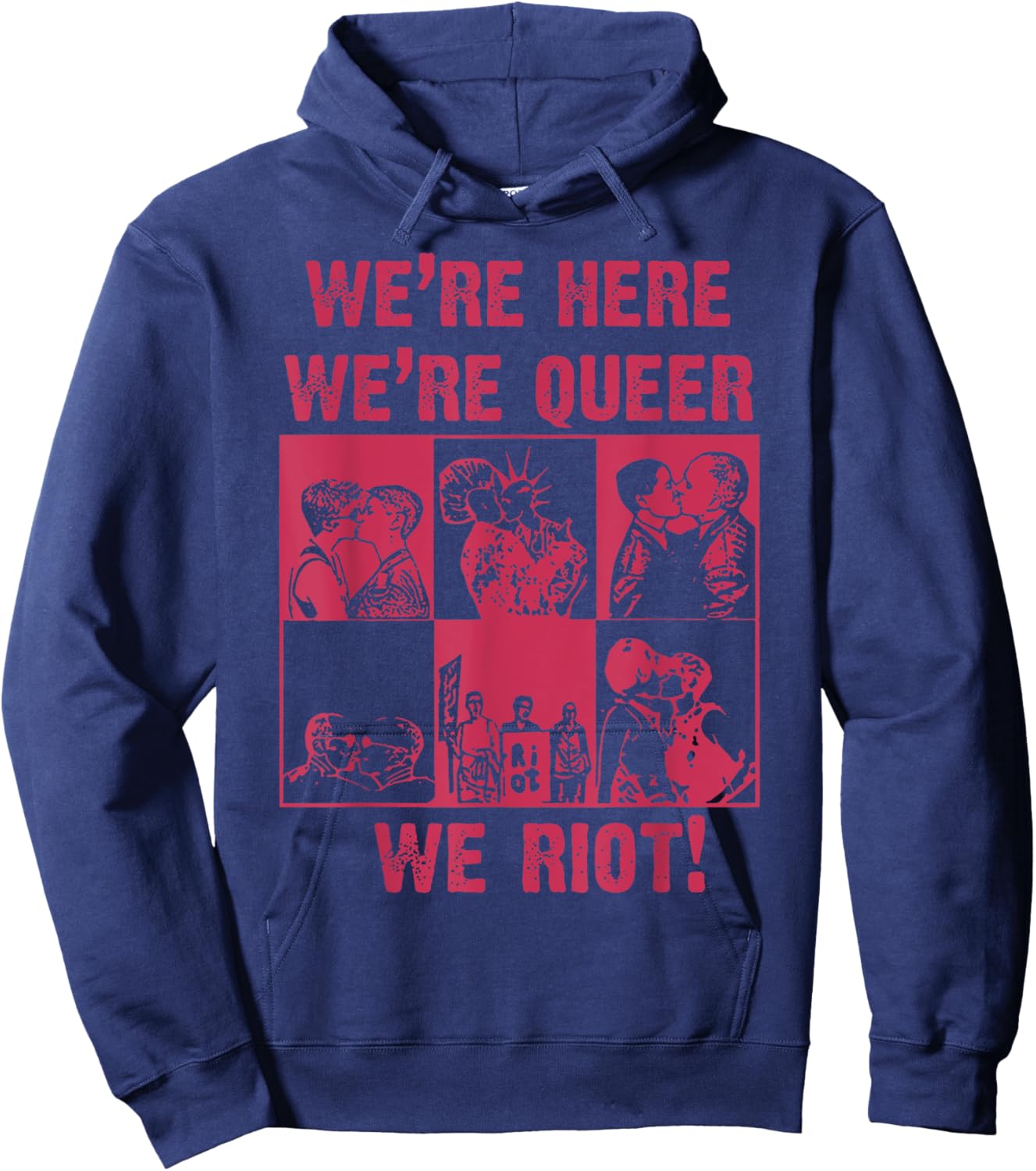 We're Here We're Queer We Riot Hoodie - Hoodie | Navy