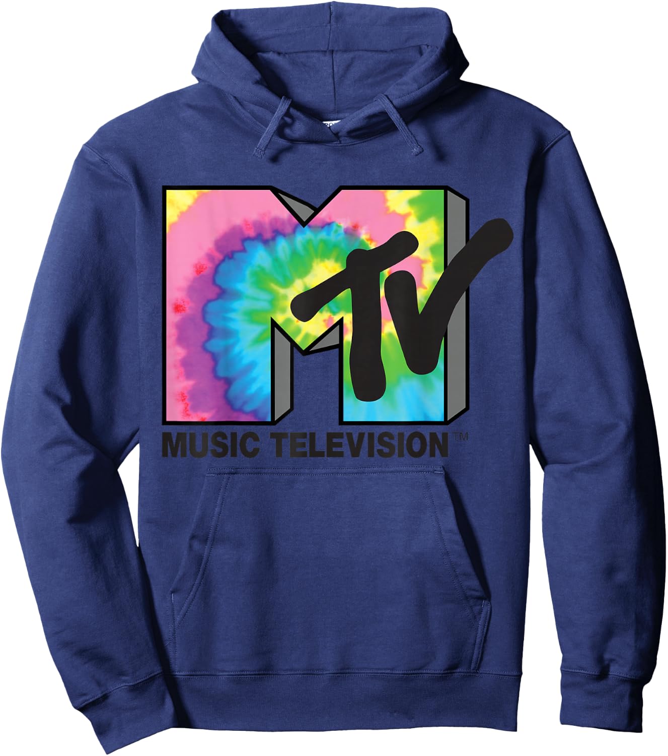 MTV Logo Rainbow Tie-dye Hoodie - Hoodie | Navy