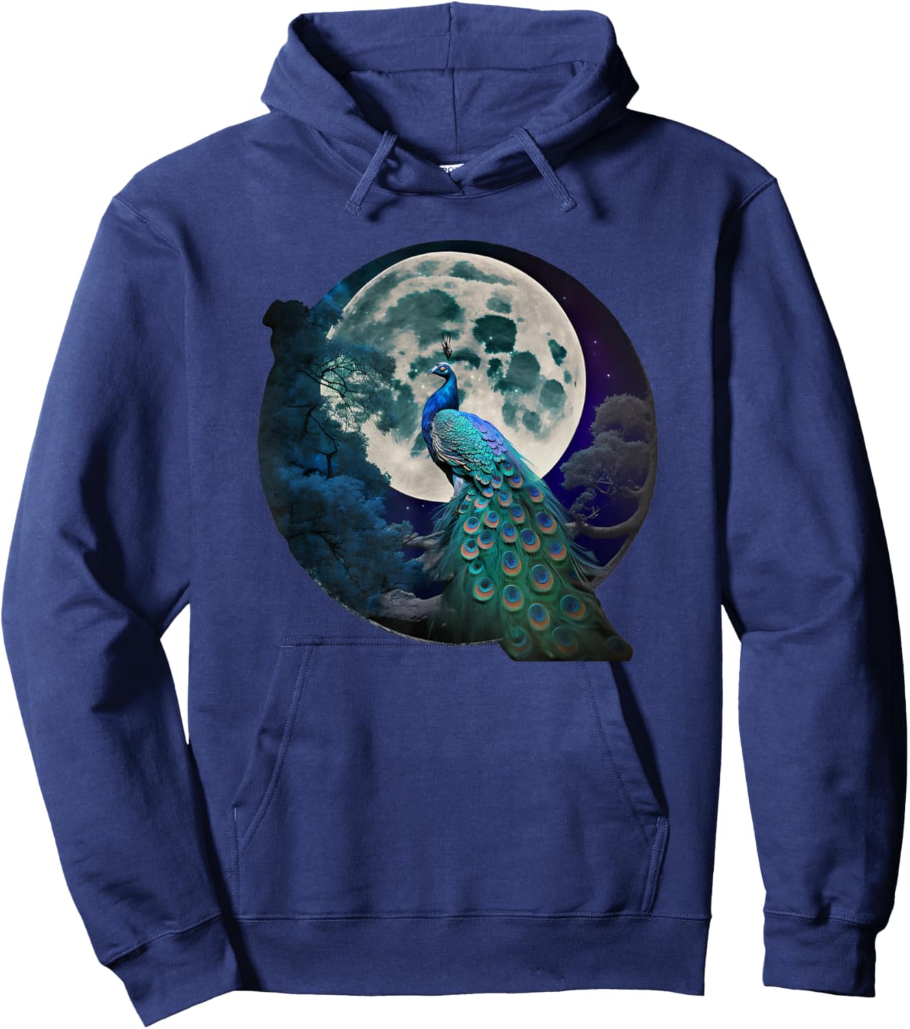 beautiful Majestic Peacock in the moonlight Hoodie - Hoodie | Navy
