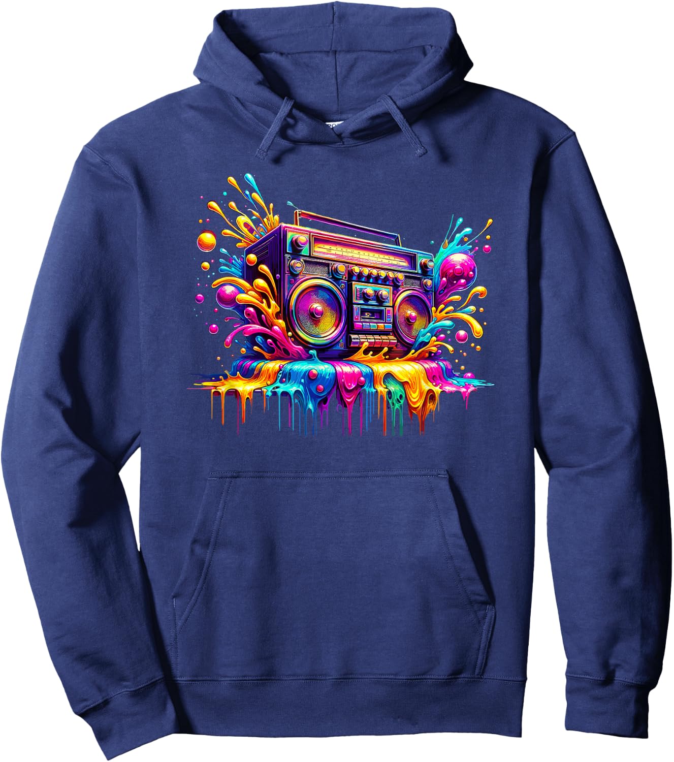 Splash Art Boombox Old School 80s Music Hip Hop Hoodie - Hoodie | Navy