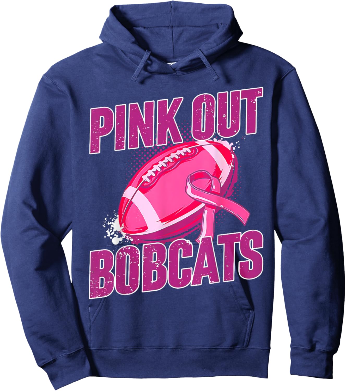 Bobcats Pink Out Football Tackle Breast Cancer Hoodie - Hoodie | Navy