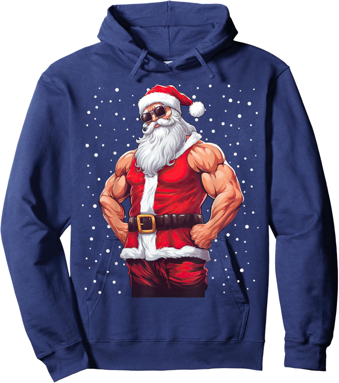 Santa Claus Bodybuilding Fitness Gym Xmas Snow Hoodie - Hoodie | Navy