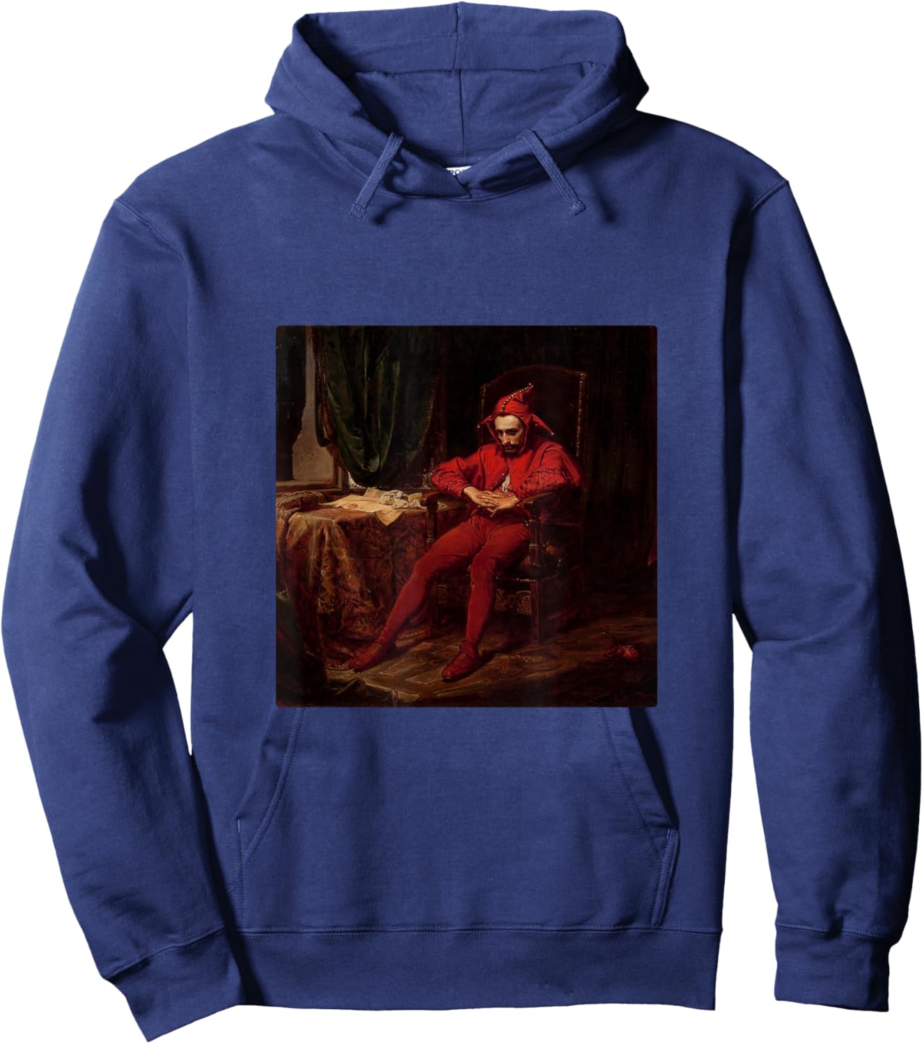 Sad Jester Stanczyk in Red Jan Matejko Art Hoodie - Hoodie | Navy