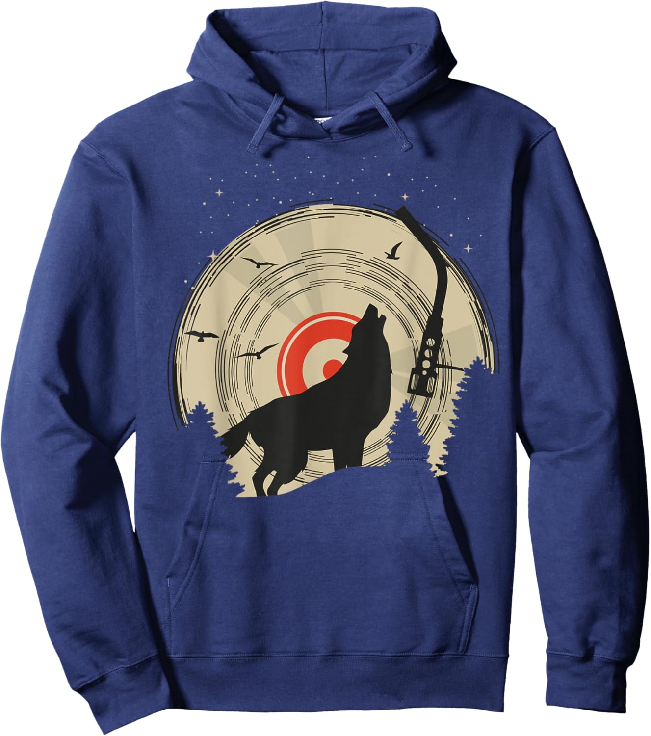 Wolf DJ Disc Jockey Vinyl Record Hoodie - Hoodie | Navy