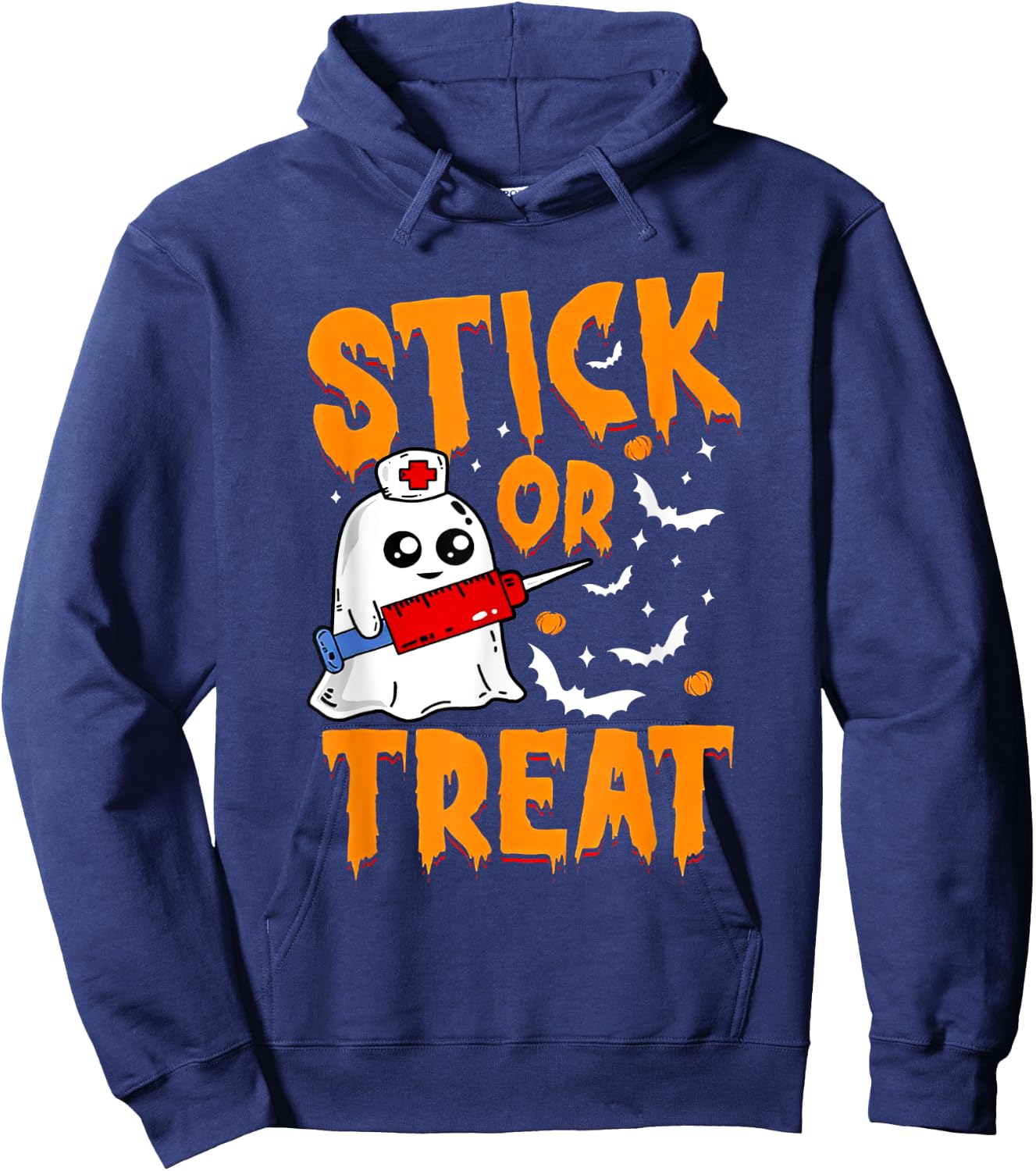 Stick or Treat Nurse Funny Halloween Hoodie - Hoodie | Navy