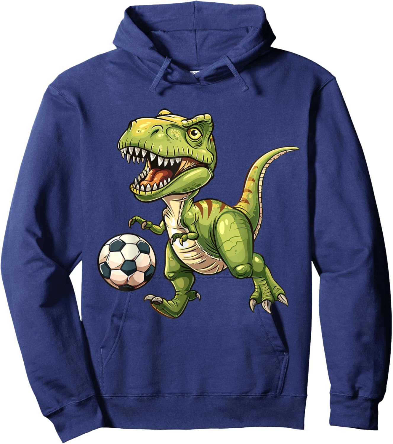T-Rex playing soccer ball, soccer for kids Hoodie - Hoodie | Navy