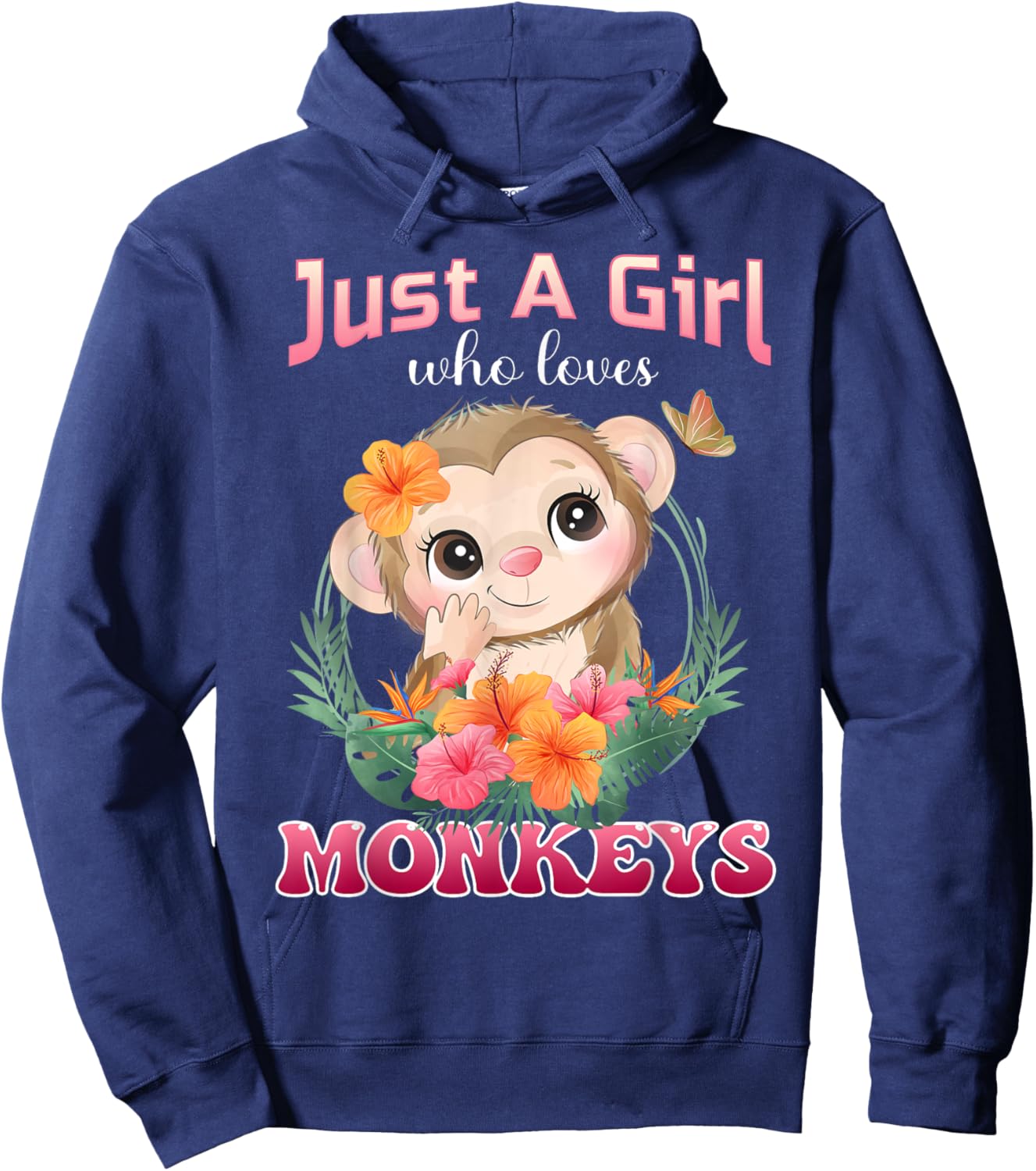 Just A Girl Who Loves Monkeys Monkey Kids Hoodie - Hoodie | Navy