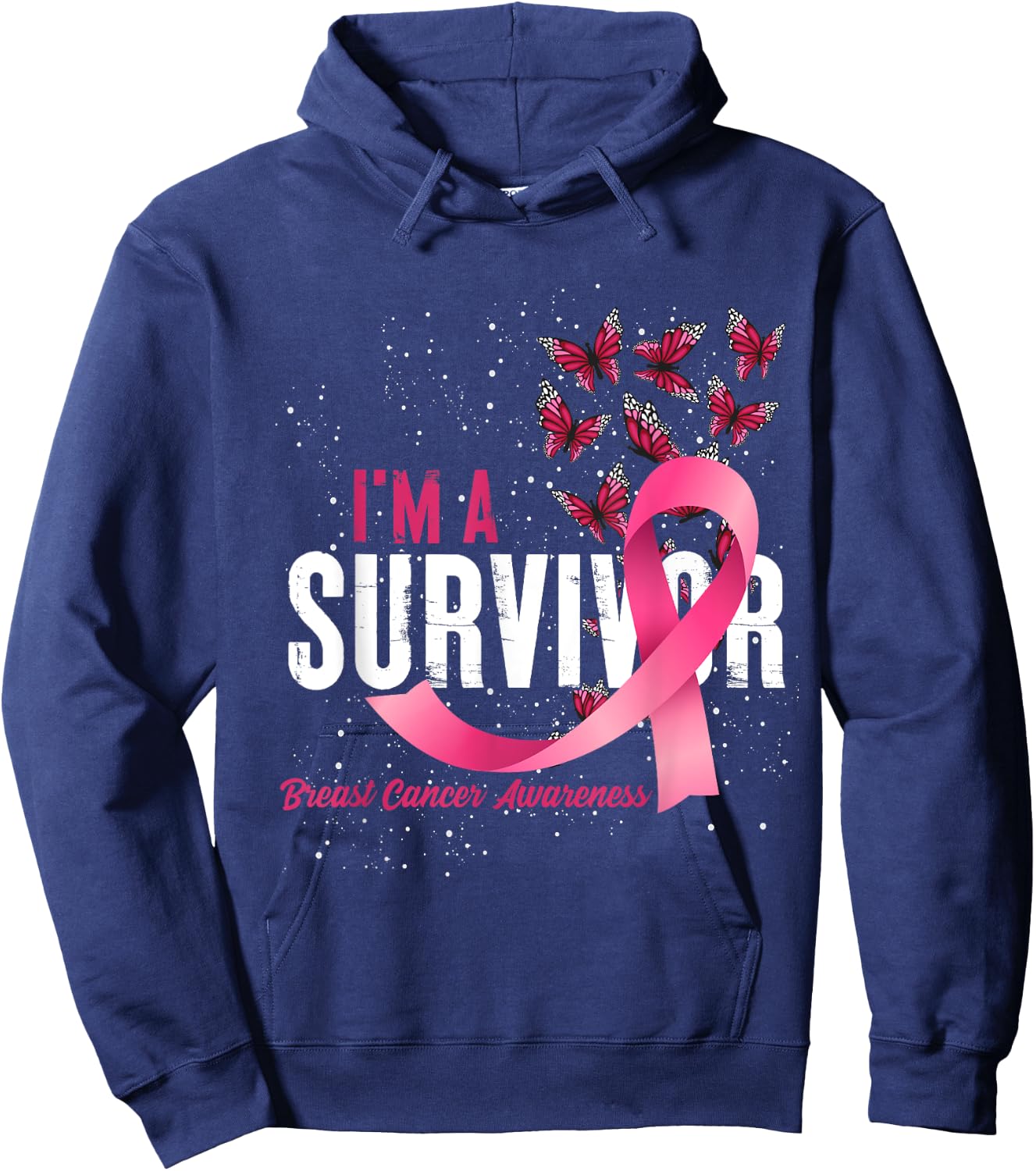 Im A Survivor Breast Cancer Awareness Hoodie - Hoodie | Navy