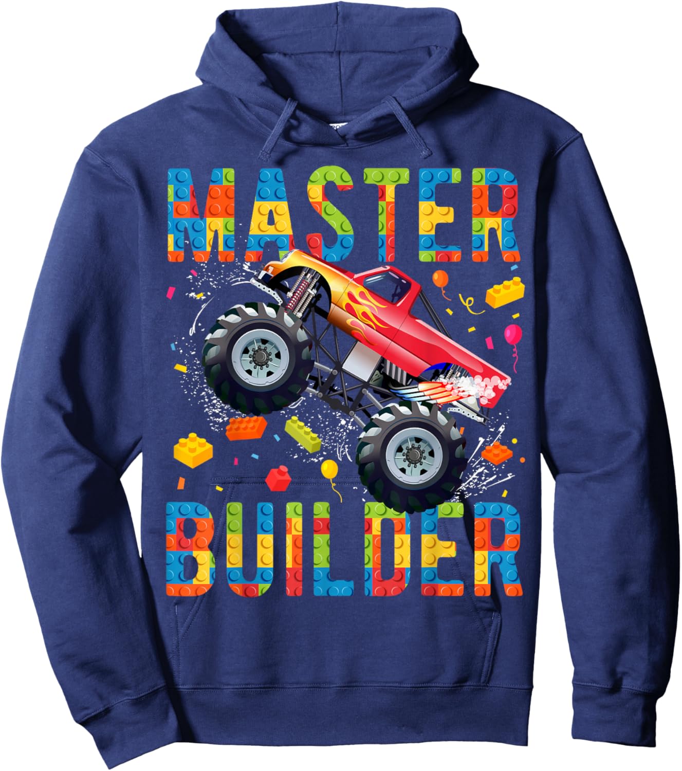 Master Builder Building Blocks Monster Truck Hoodie - Hoodie | Navy